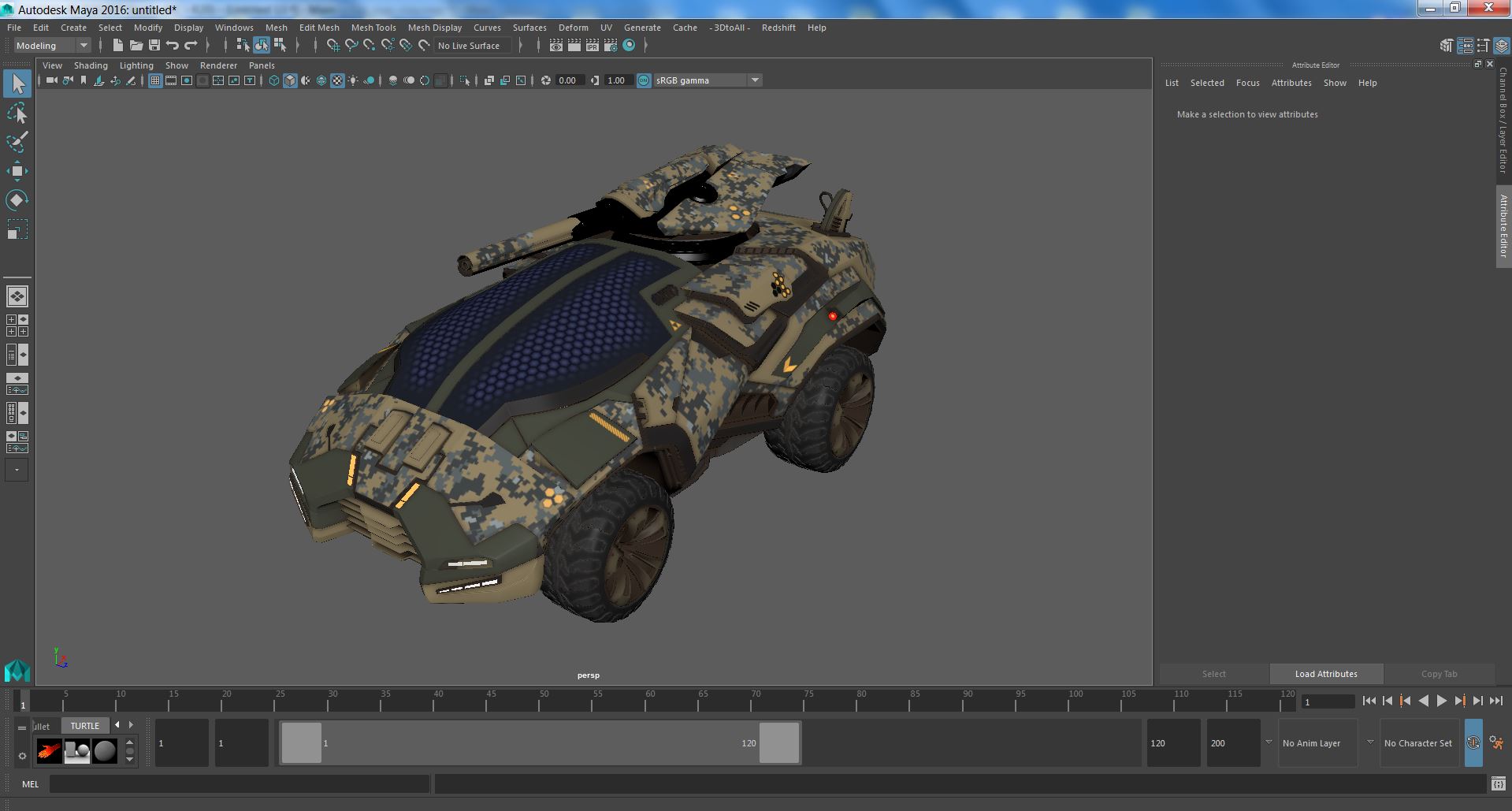 3D Futuristic Armored Military Car