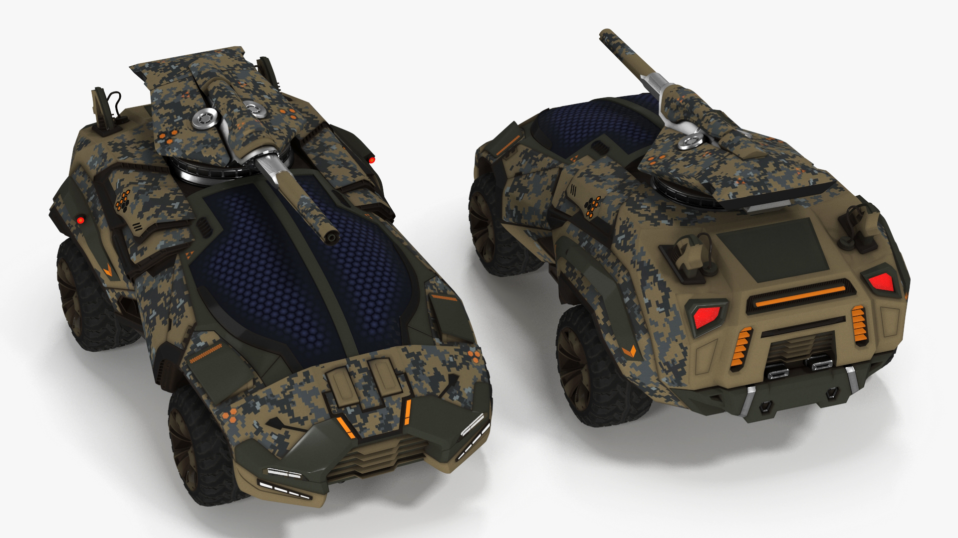 3D Futuristic Armored Military Car