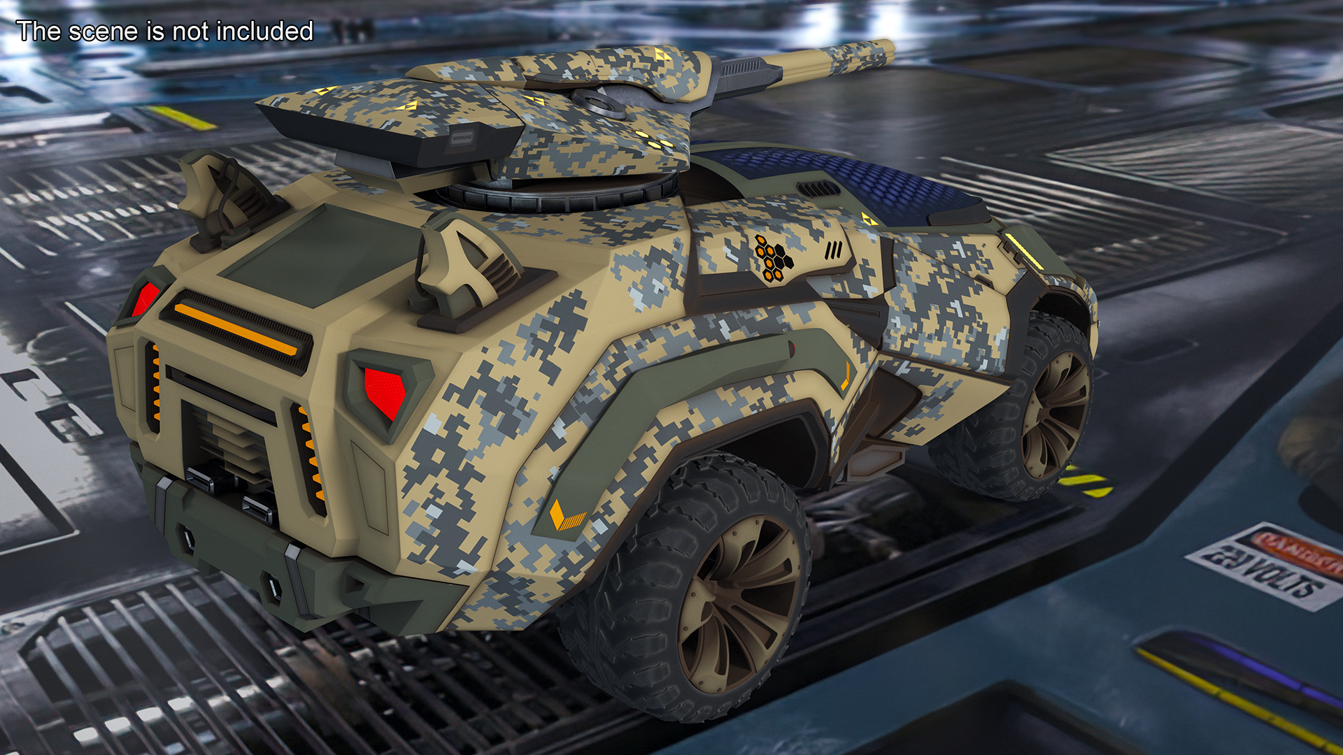 3D Futuristic Armored Military Car