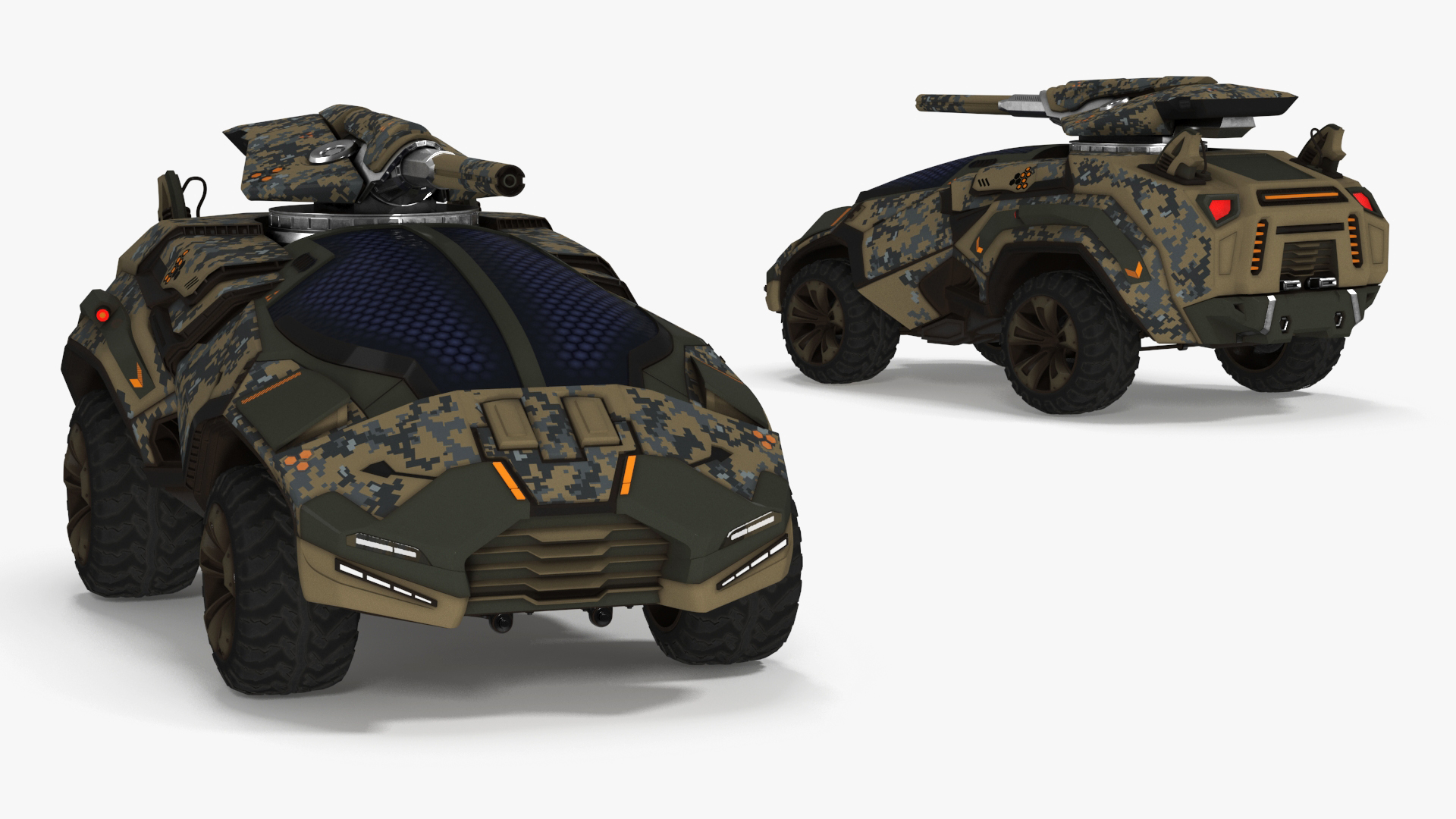 3D Futuristic Armored Military Car