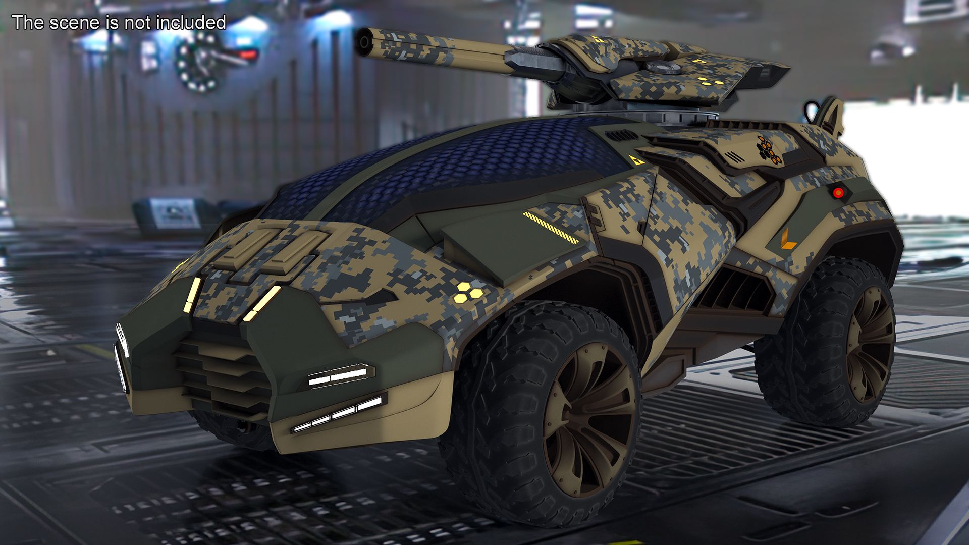 3D Futuristic Armored Military Car