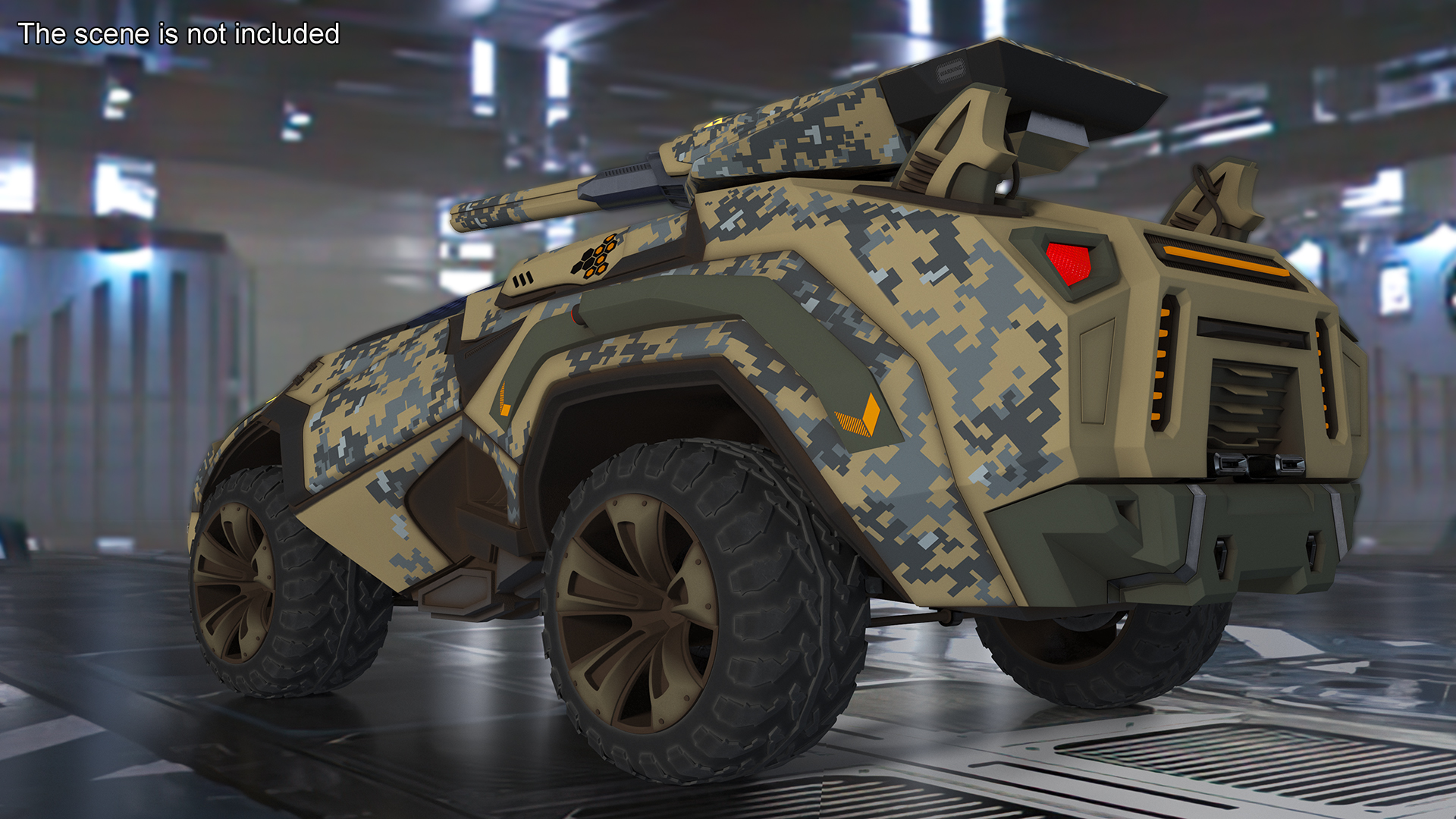 3D Futuristic Armored Military Car