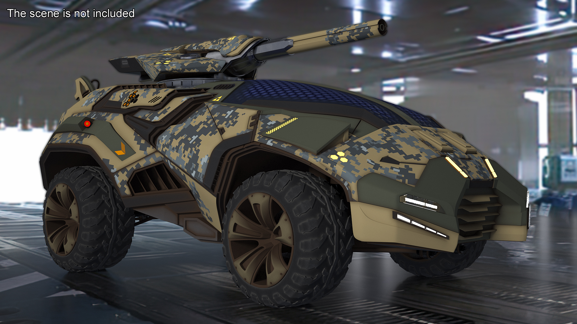 3D Futuristic Armored Military Car