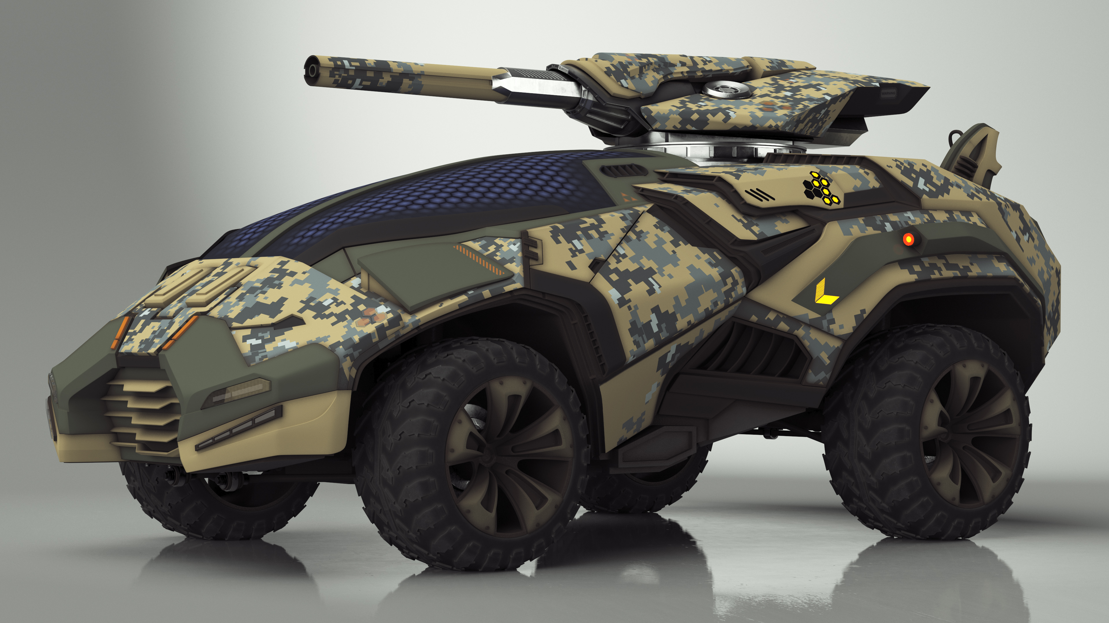 3D Futuristic Armored Military Car