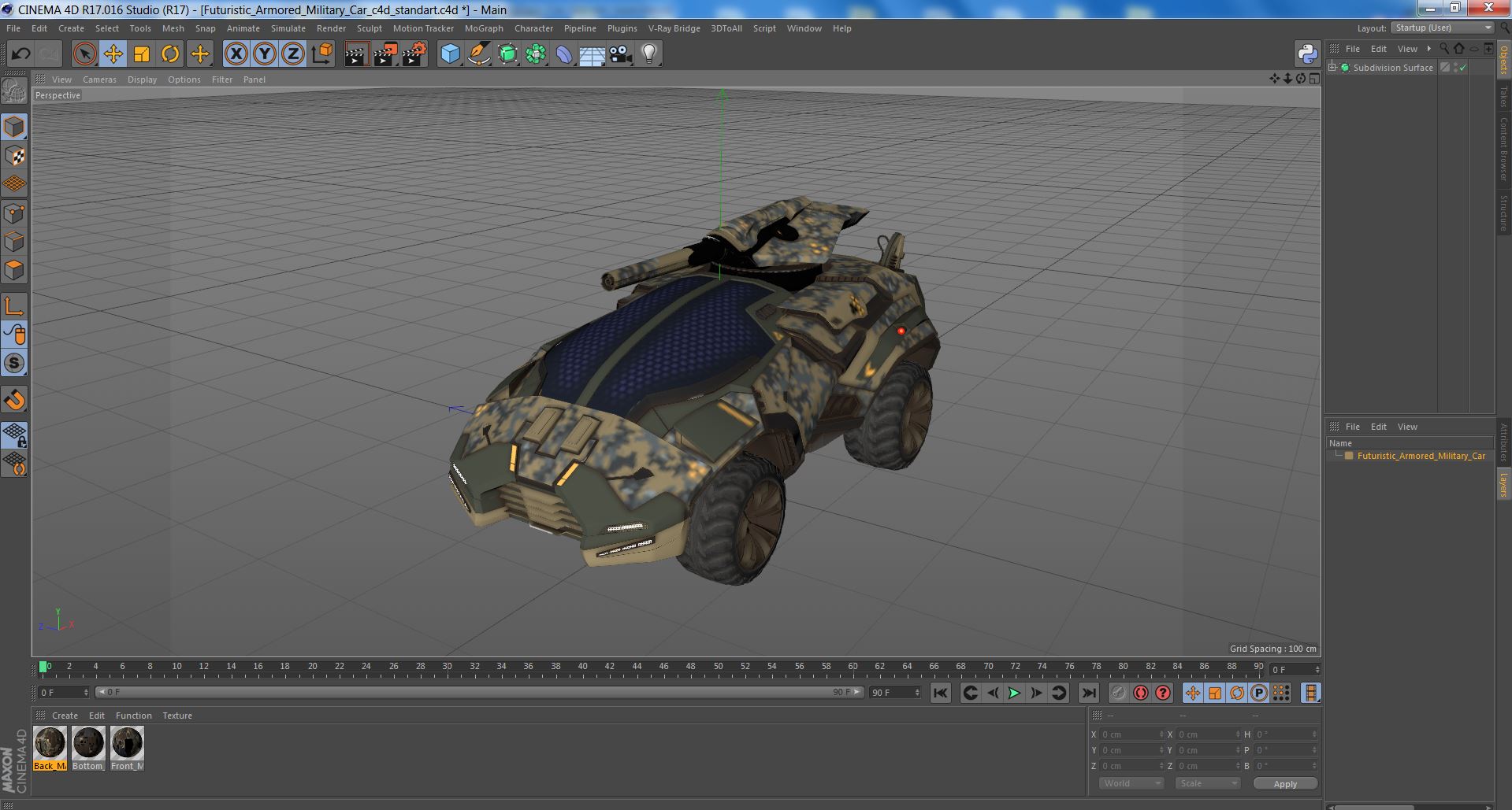 3D Futuristic Armored Military Car
