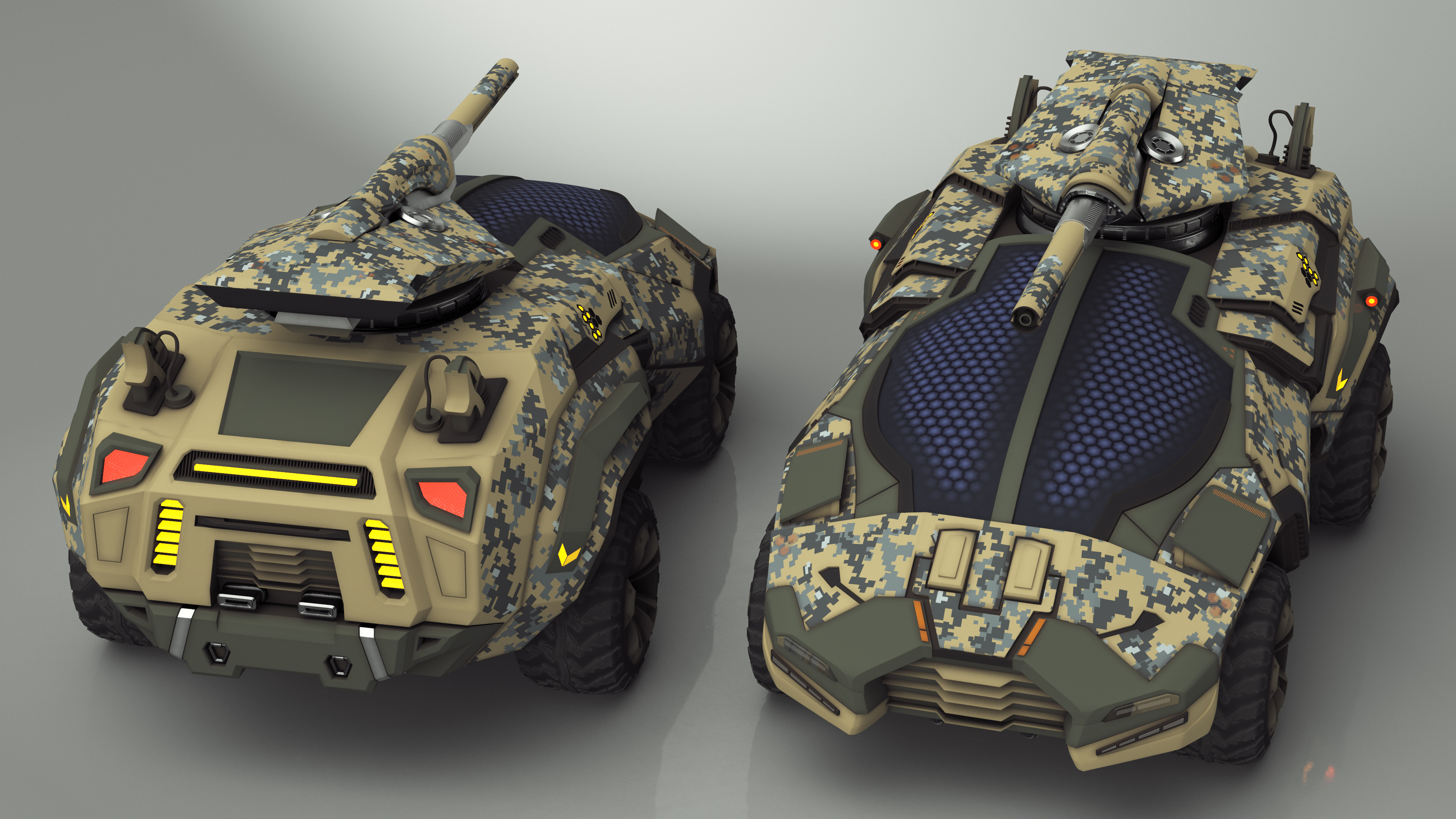 3D Futuristic Armored Military Car