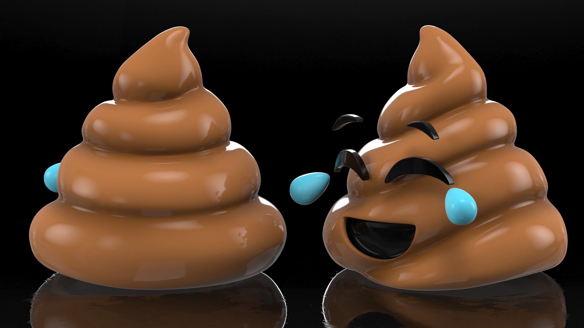 Tears of Joy Face Poop Emoji Smile 3D model