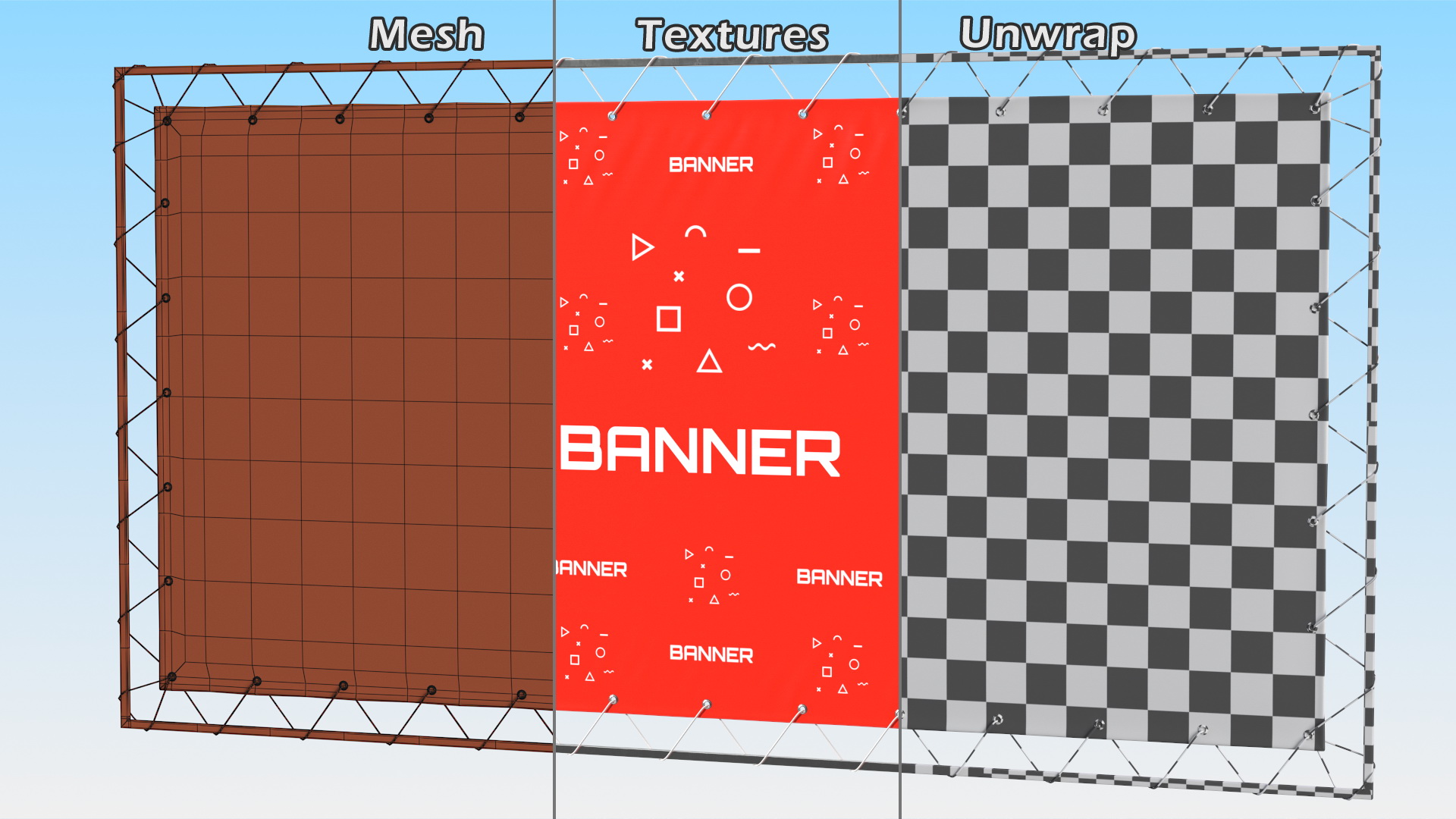 3D model Hanging Banner with Eyelets 2m x 4m