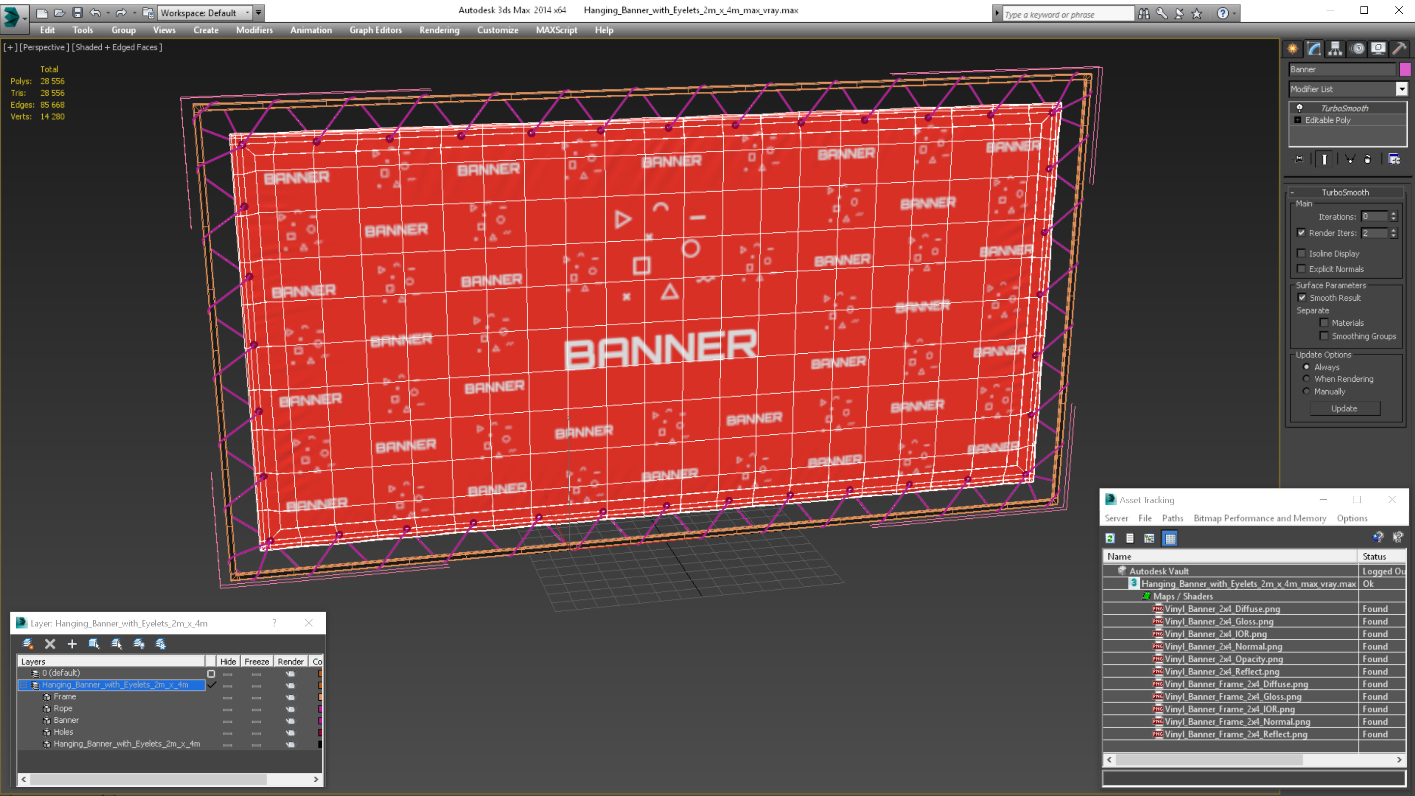 3D model Hanging Banner with Eyelets 2m x 4m