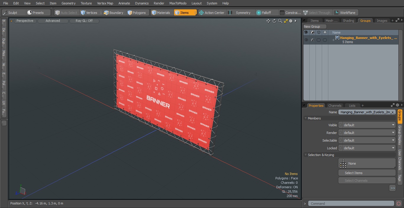 3D model Hanging Banner with Eyelets 2m x 4m