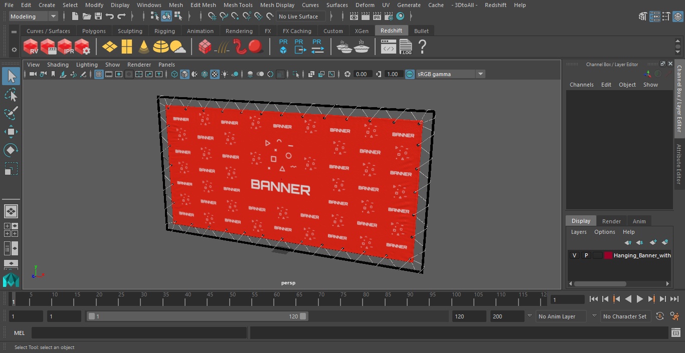 3D model Hanging Banner with Eyelets 2m x 4m