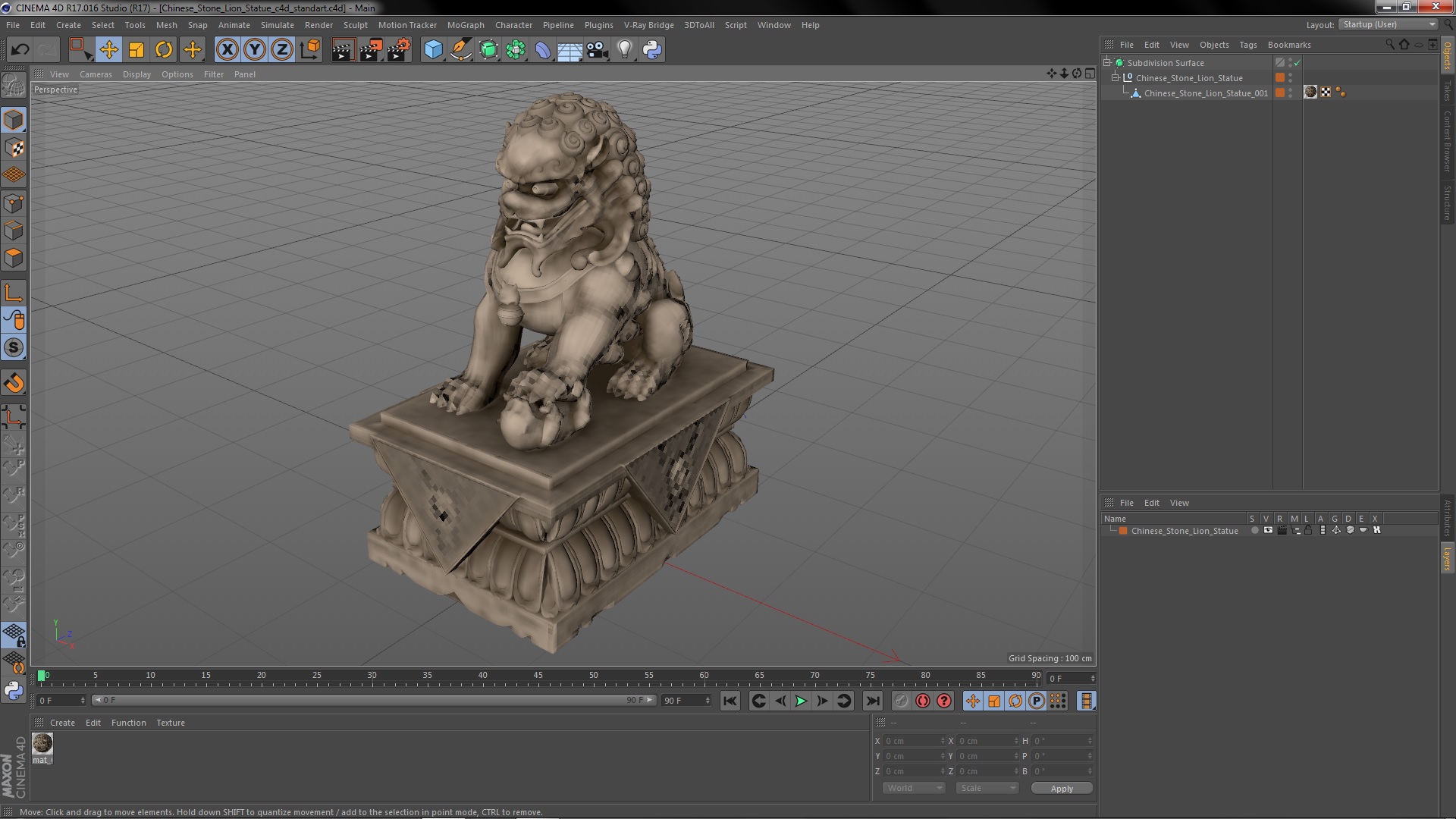 3D model Chinese Stone Lion Statue