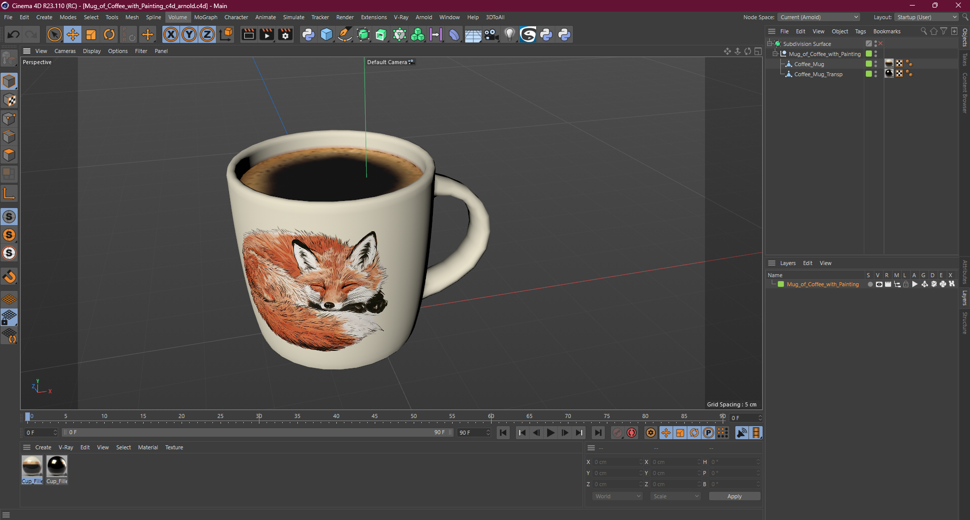Mug of Coffee with Painting 3D