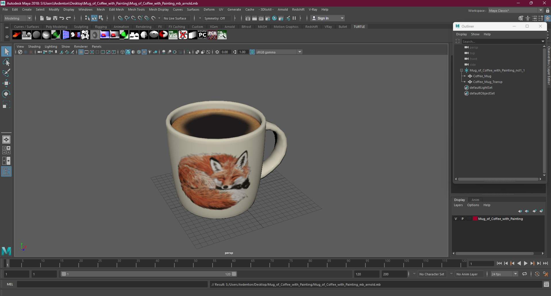 Mug of Coffee with Painting 3D