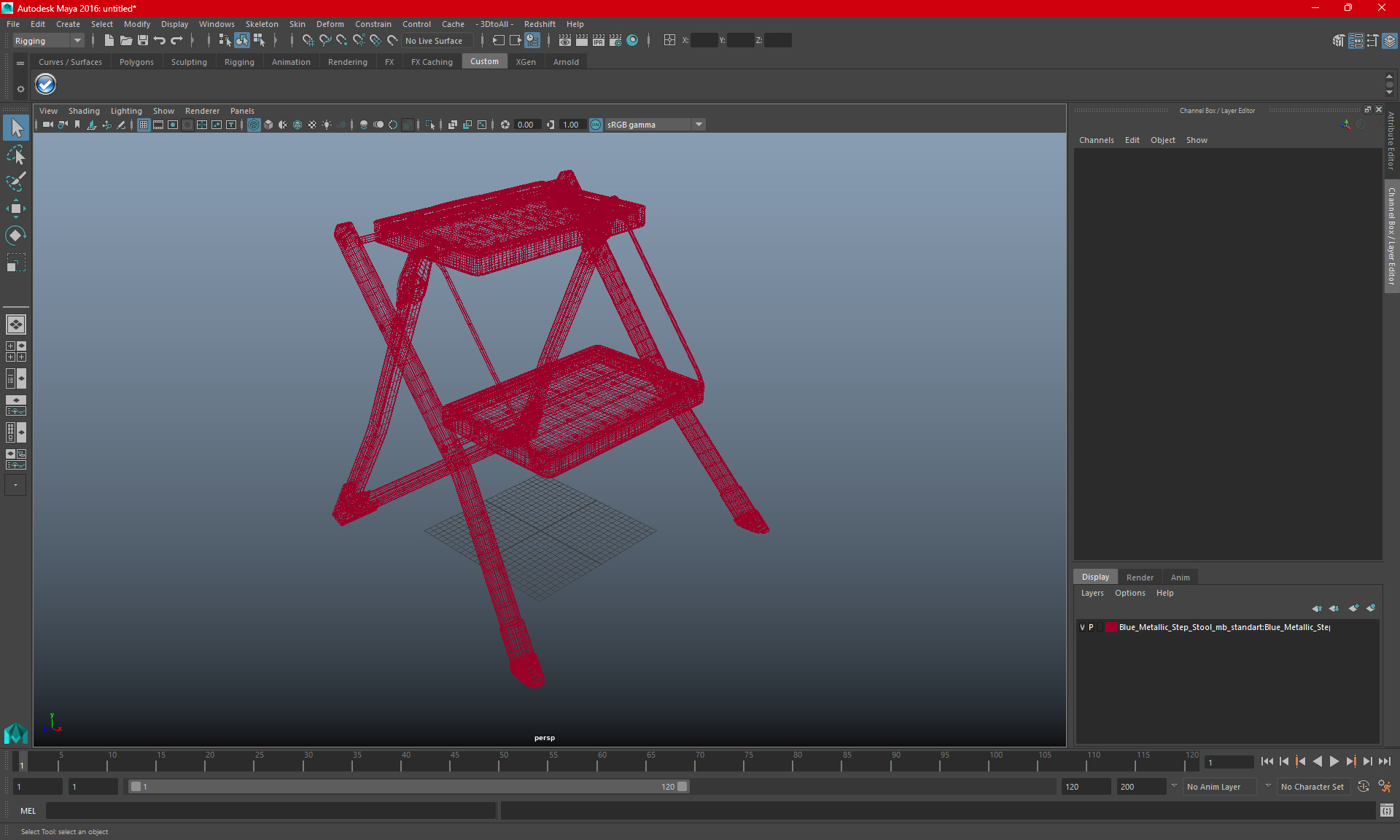 Blue Metallic Step Stool 3D model
