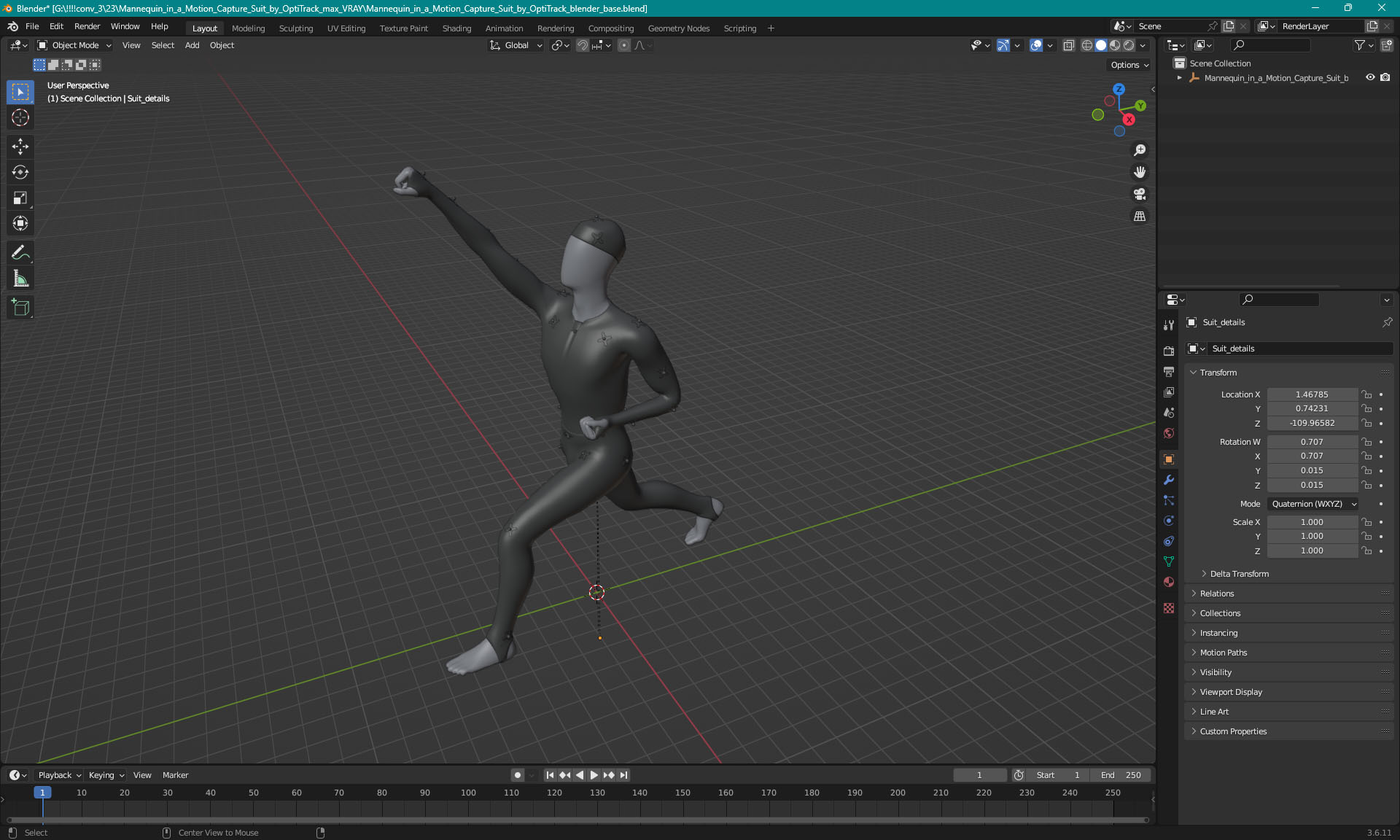 Mannequin in a Motion Capture Suit by OptiTrack 3D