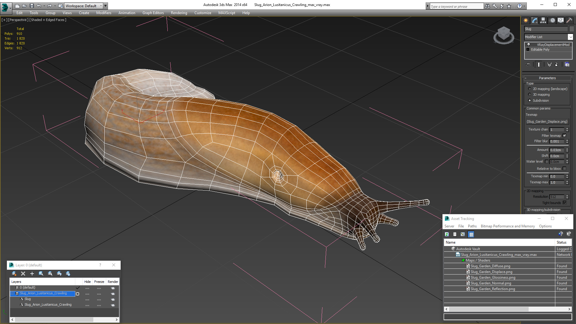 3D Slug Arion Lusitanicus Crawling