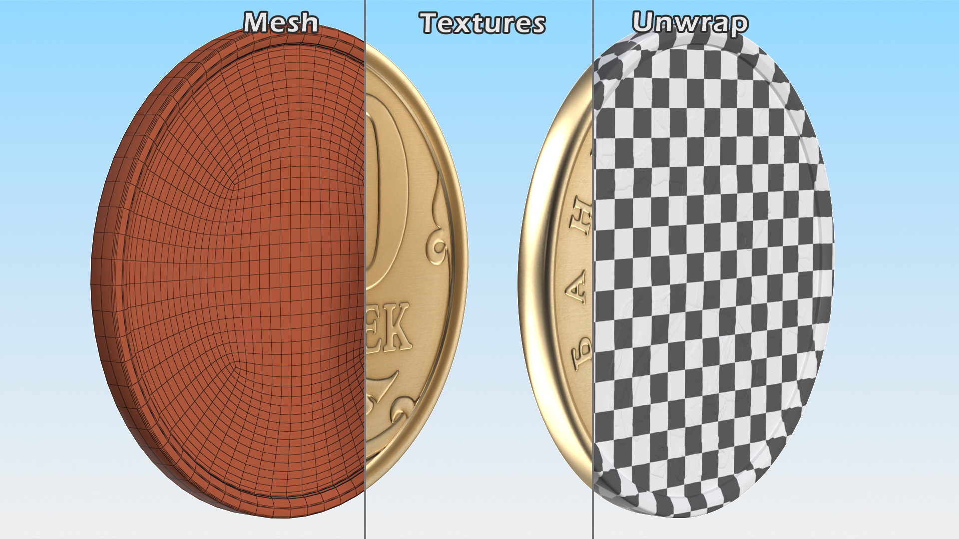 3D Russian 10 Kopek Coin