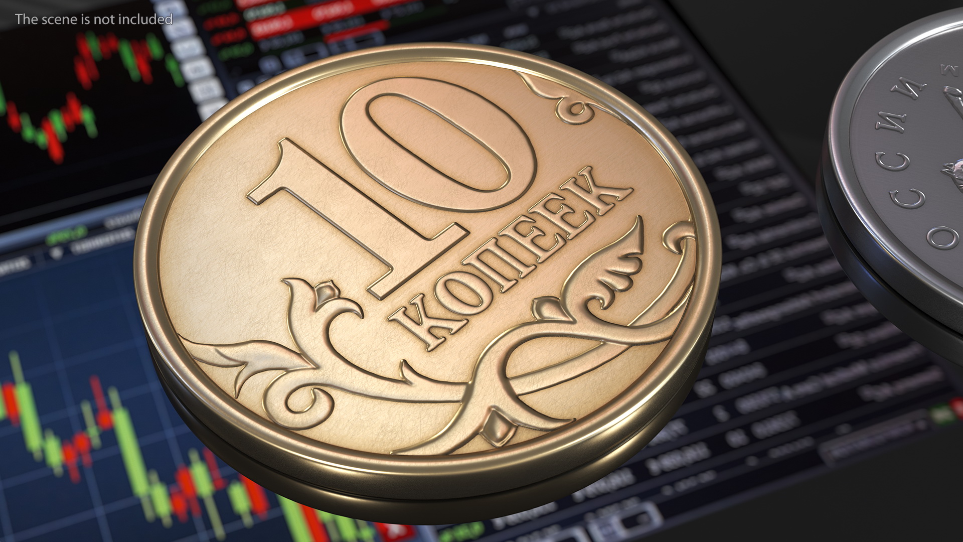 3D Russian 10 Kopek Coin