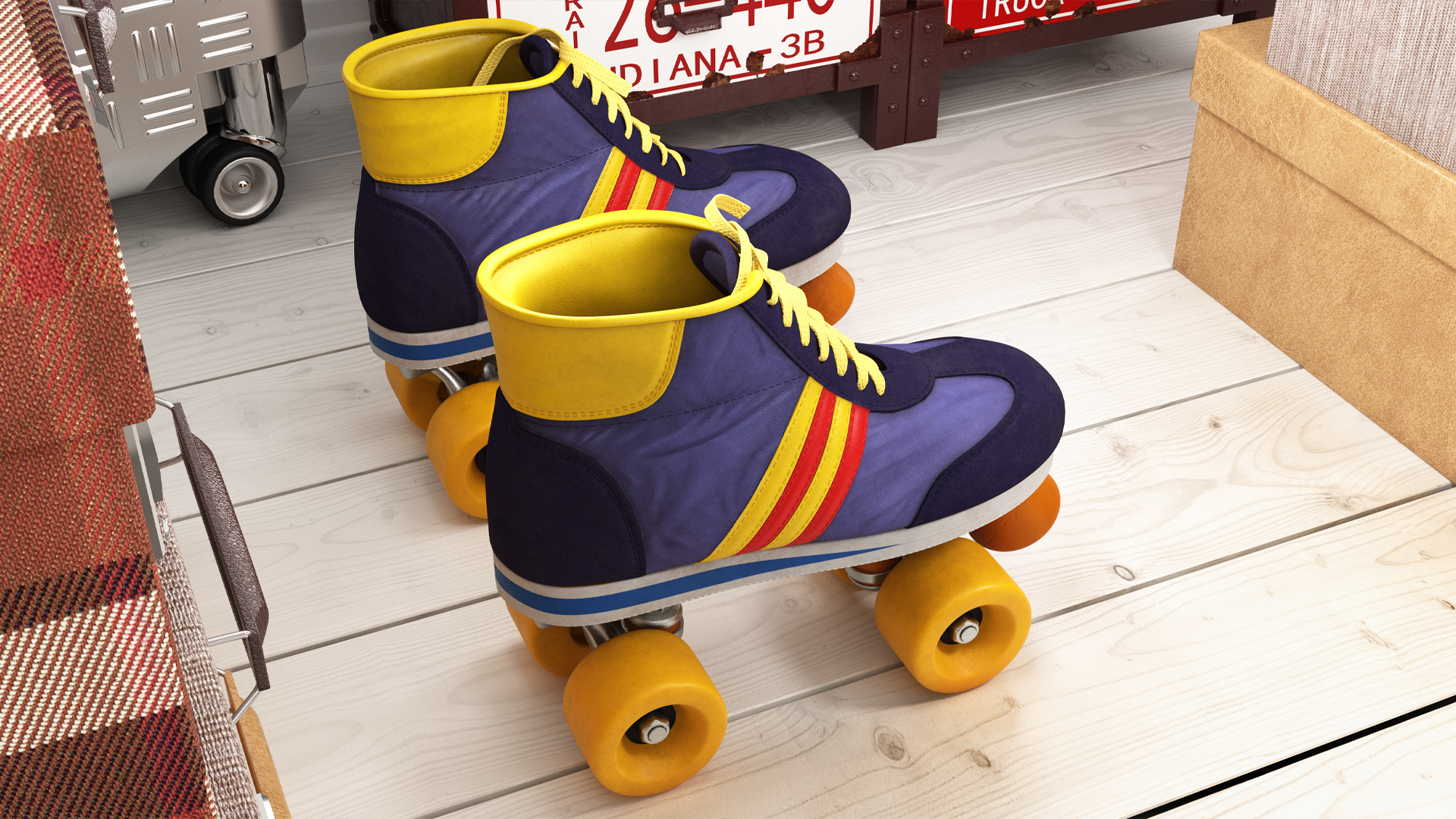 3D Vintage Roller Skates
