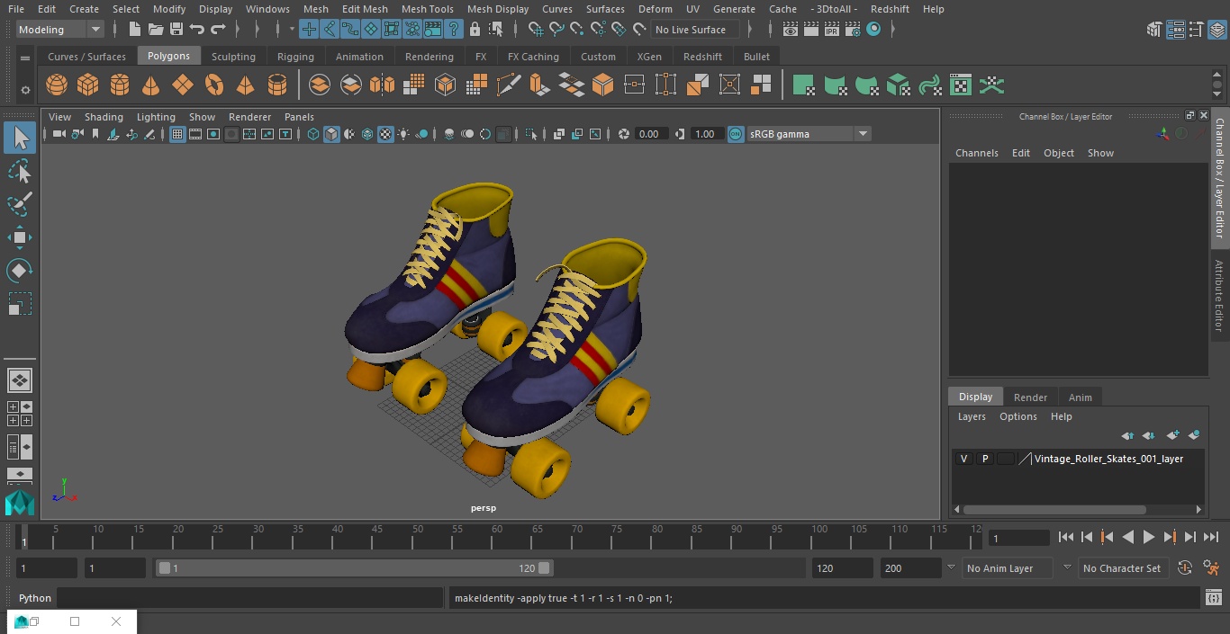3D Vintage Roller Skates