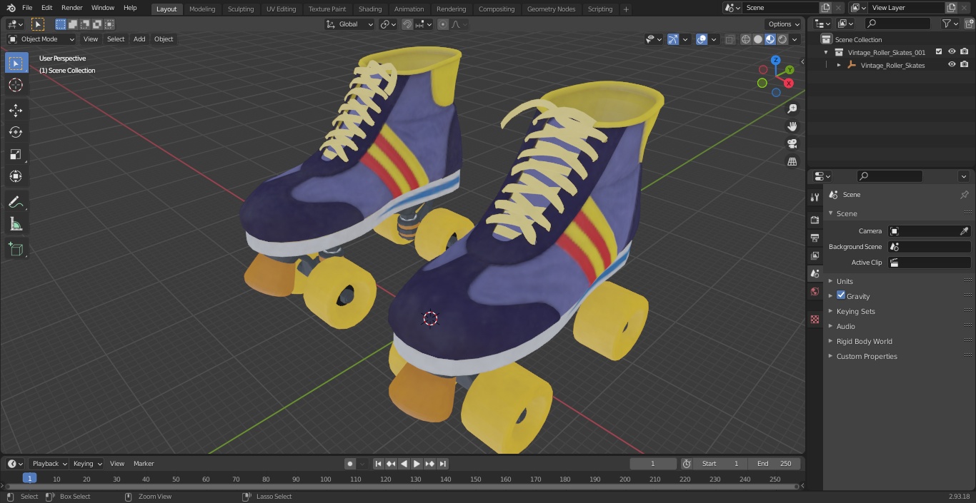 3D Vintage Roller Skates