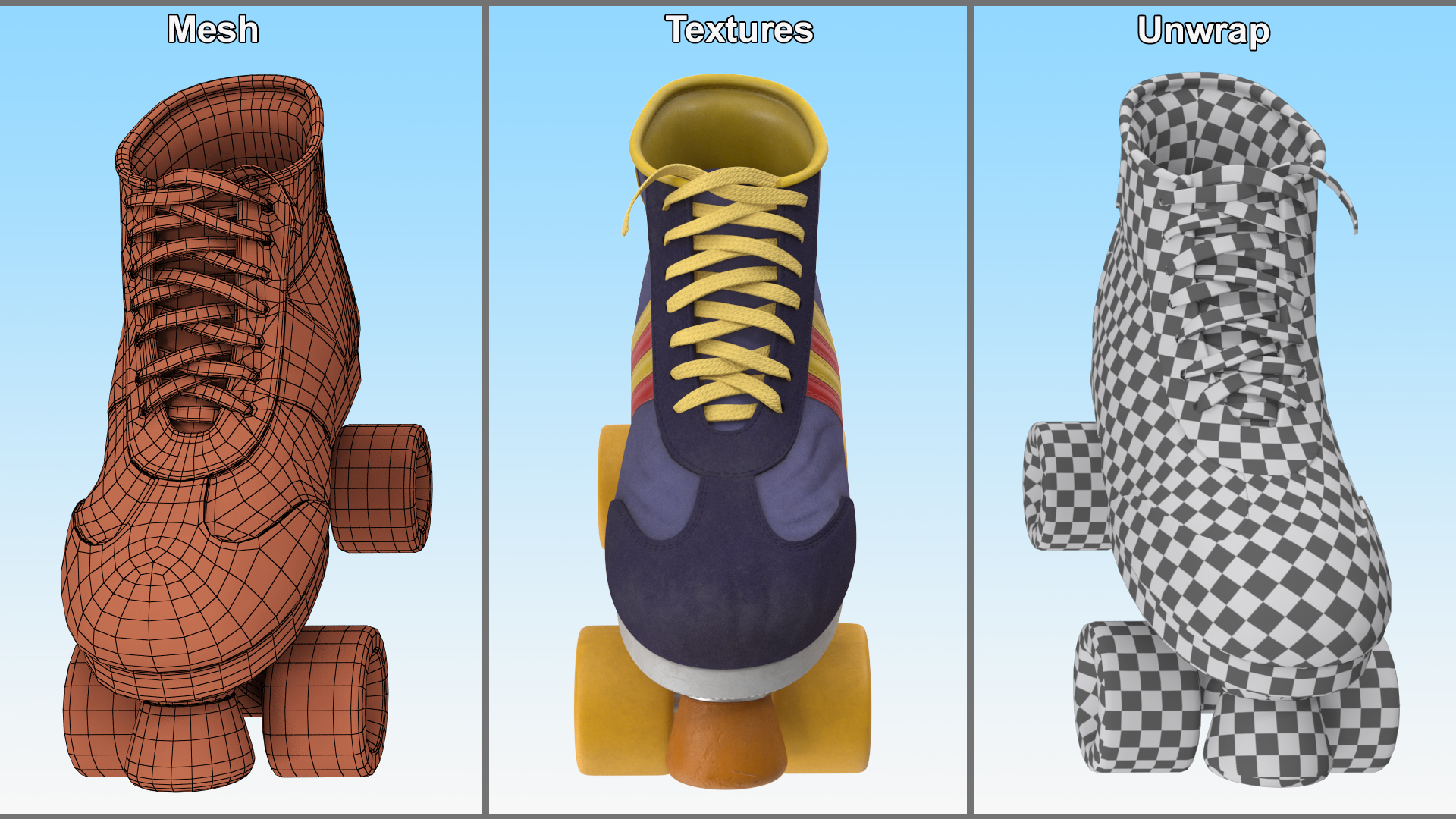 3D Vintage Roller Skates