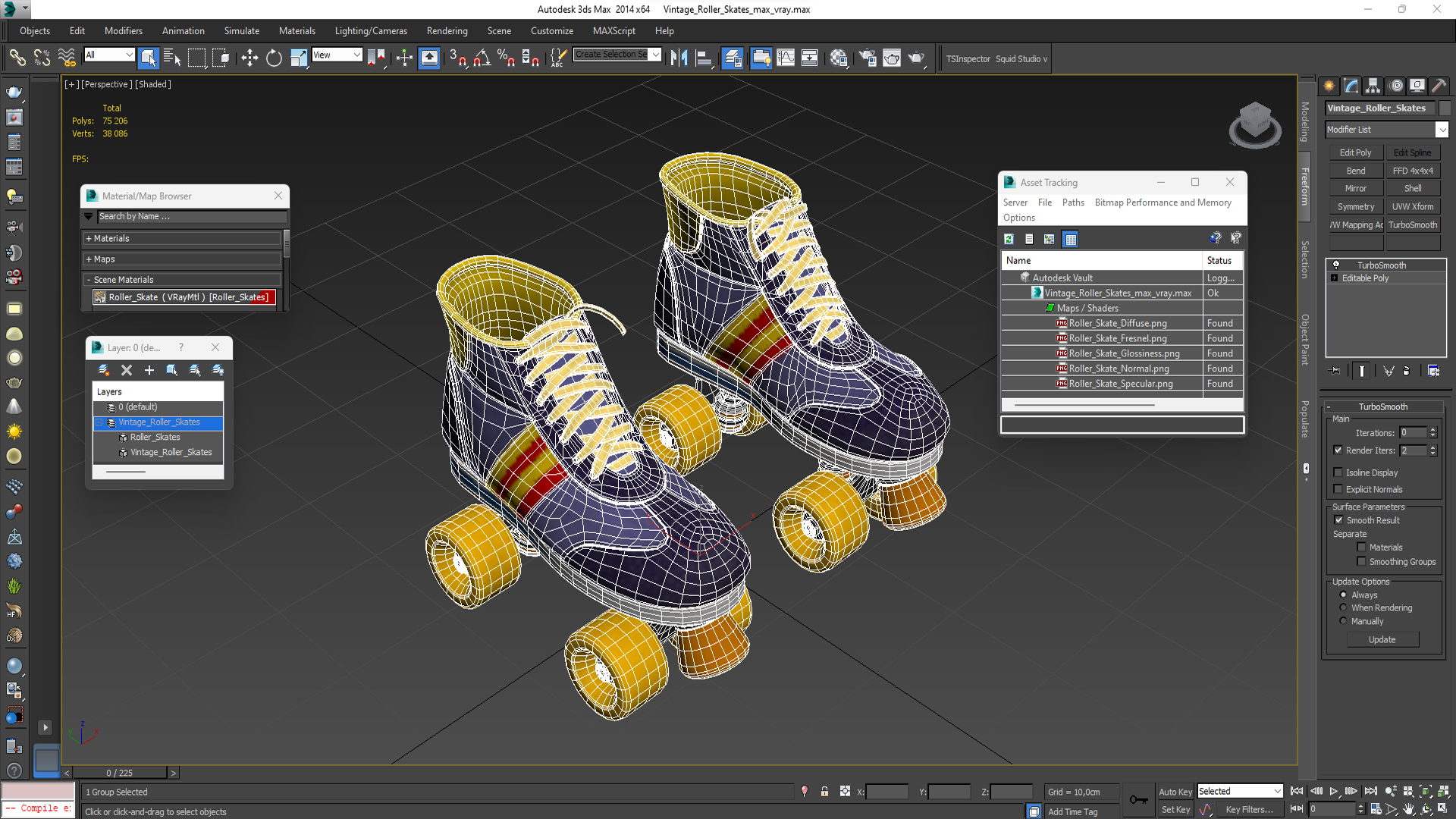 3D Vintage Roller Skates