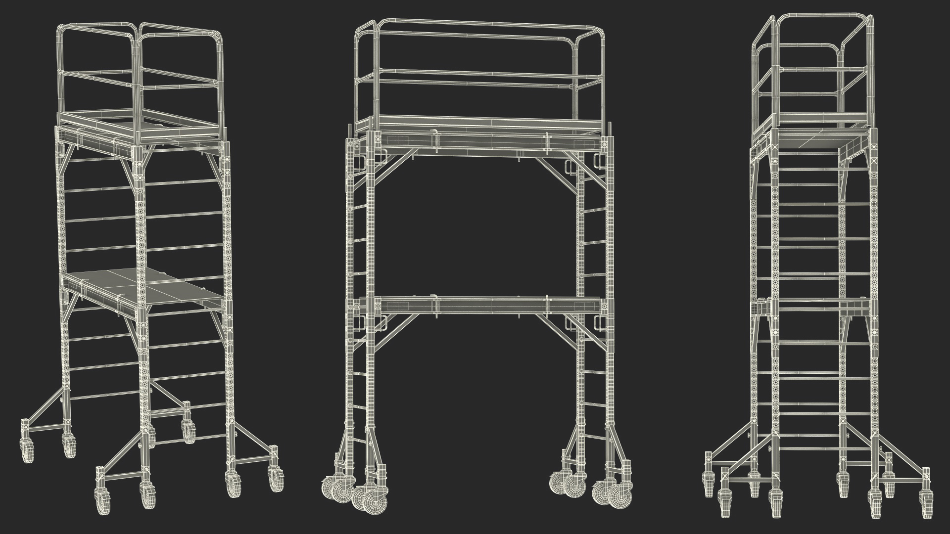 3D model Blue 2 Story Rolling Scaffold Tower