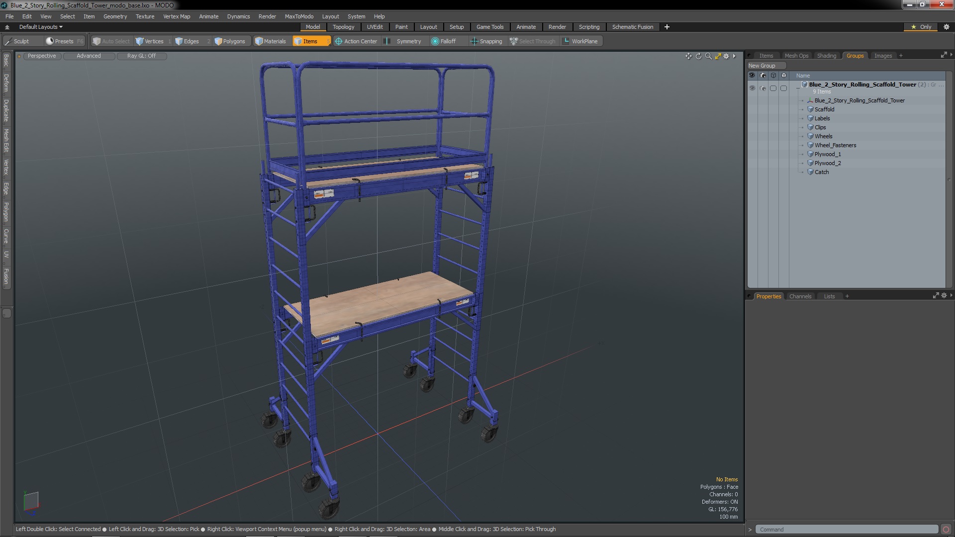 3D model Blue 2 Story Rolling Scaffold Tower