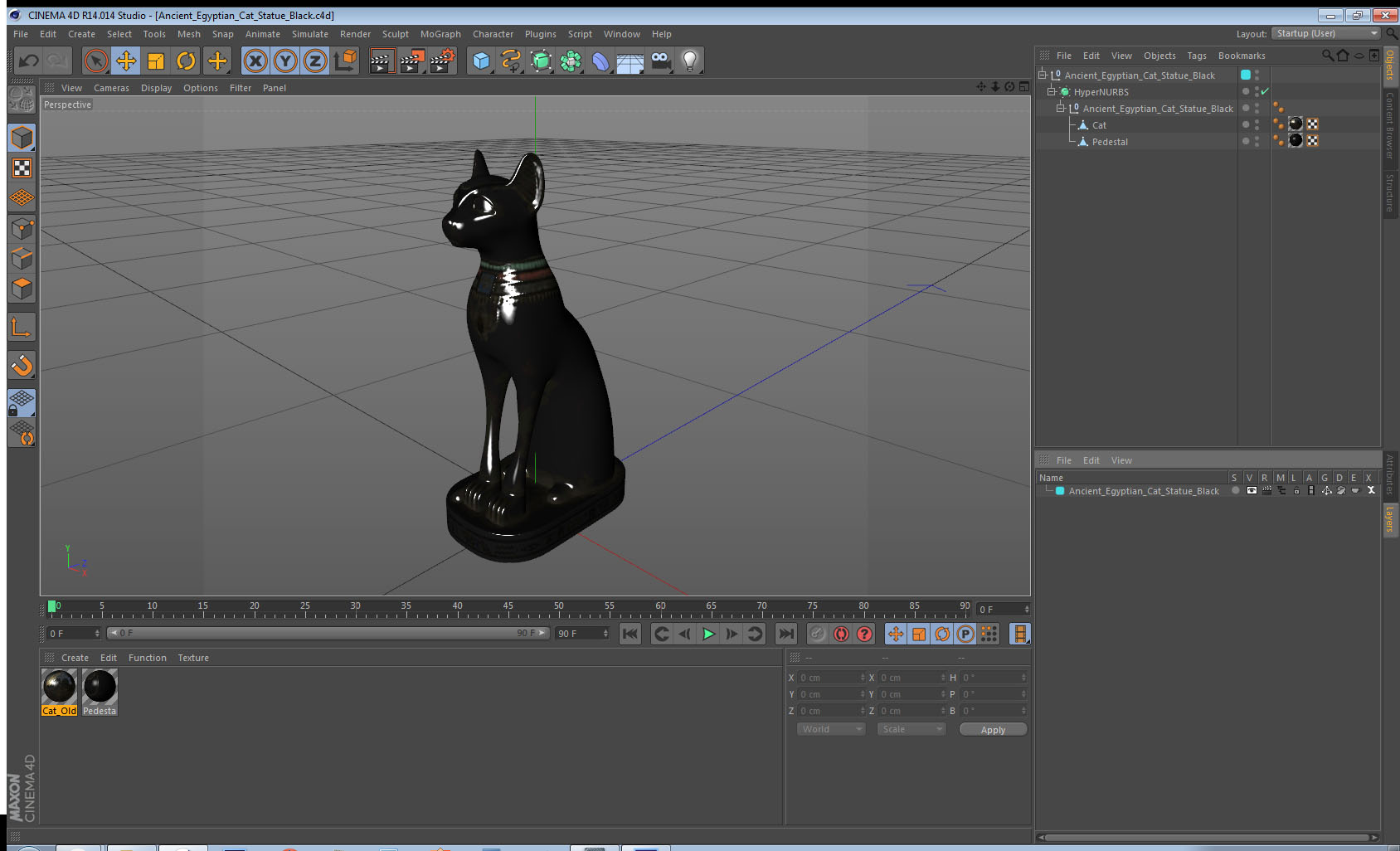 3D Ancient Egyptian Cat Statue Black model