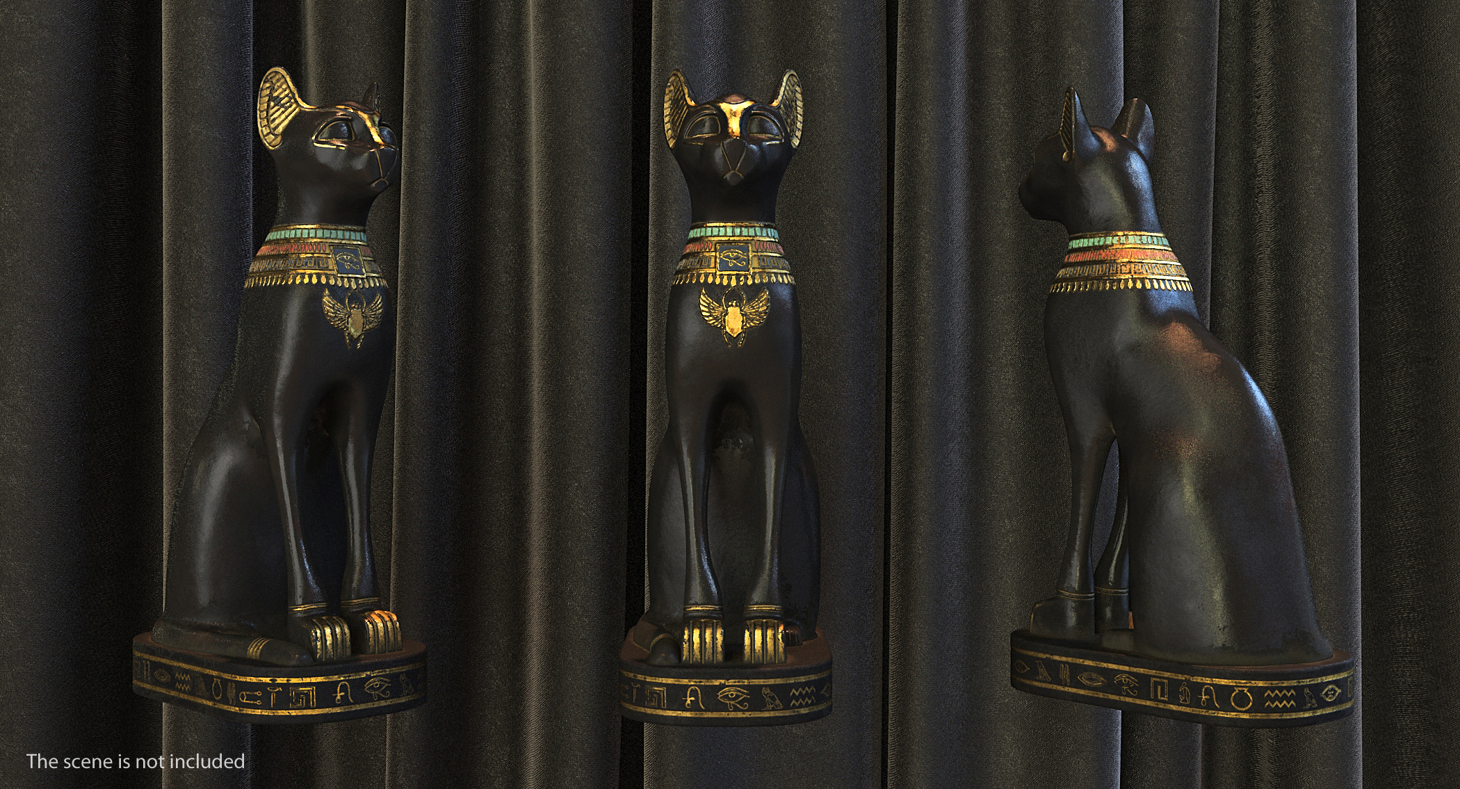 3D Ancient Egyptian Cat Statue Black model