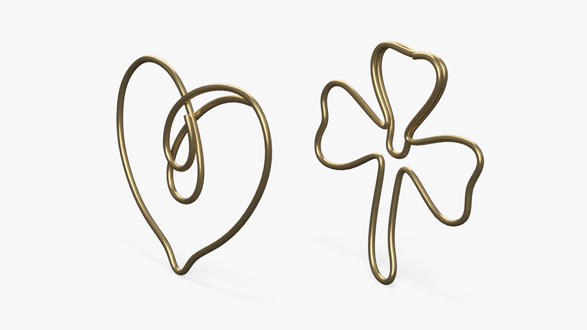 3D Fashion Types of Paper Clips Gold model