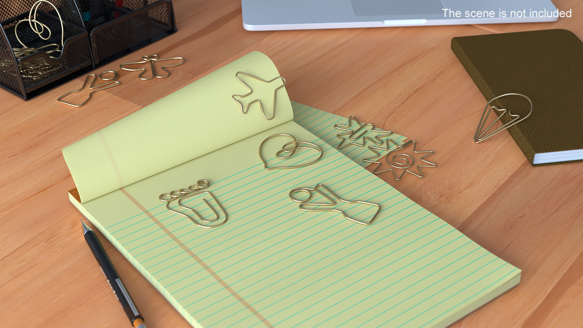 3D Fashion Types of Paper Clips Gold model