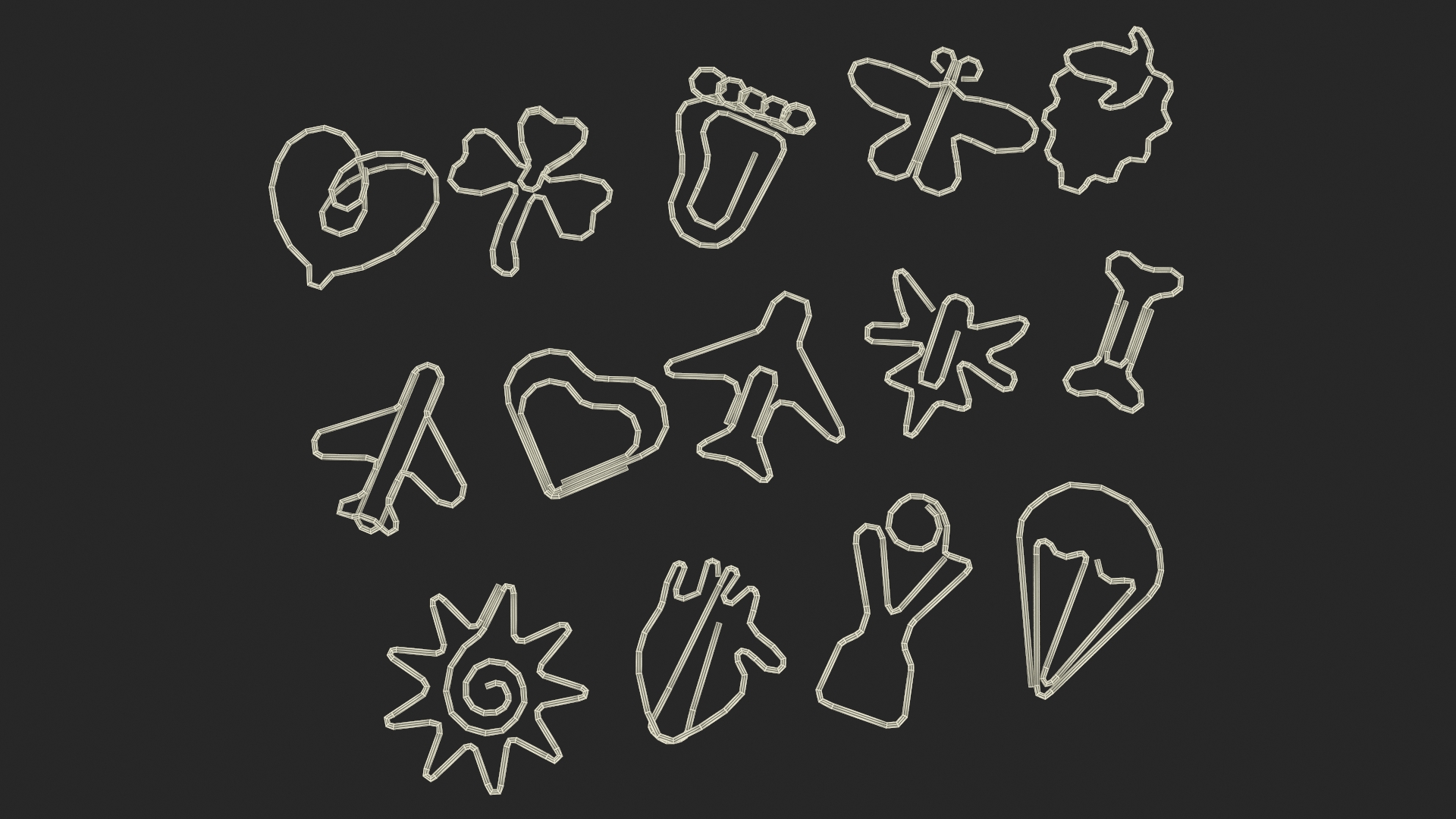3D Fashion Types of Paper Clips Gold model
