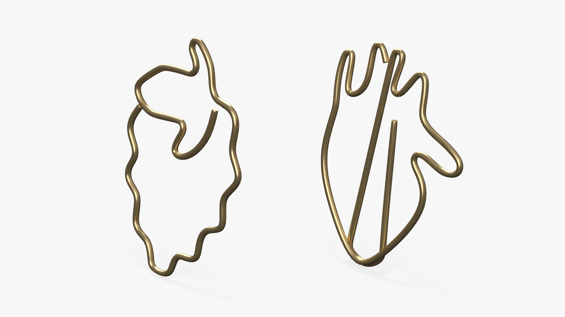 3D Fashion Types of Paper Clips Gold model