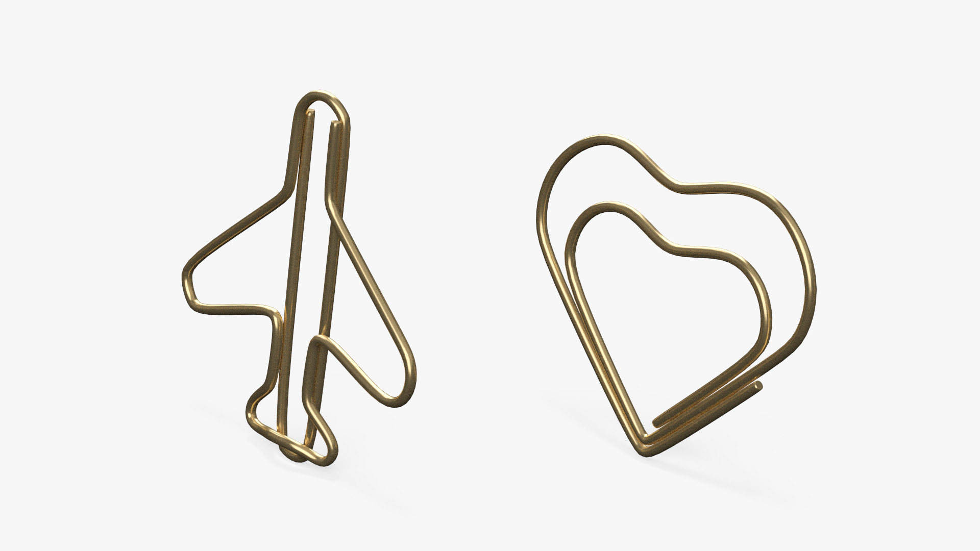 3D Fashion Types of Paper Clips Gold model