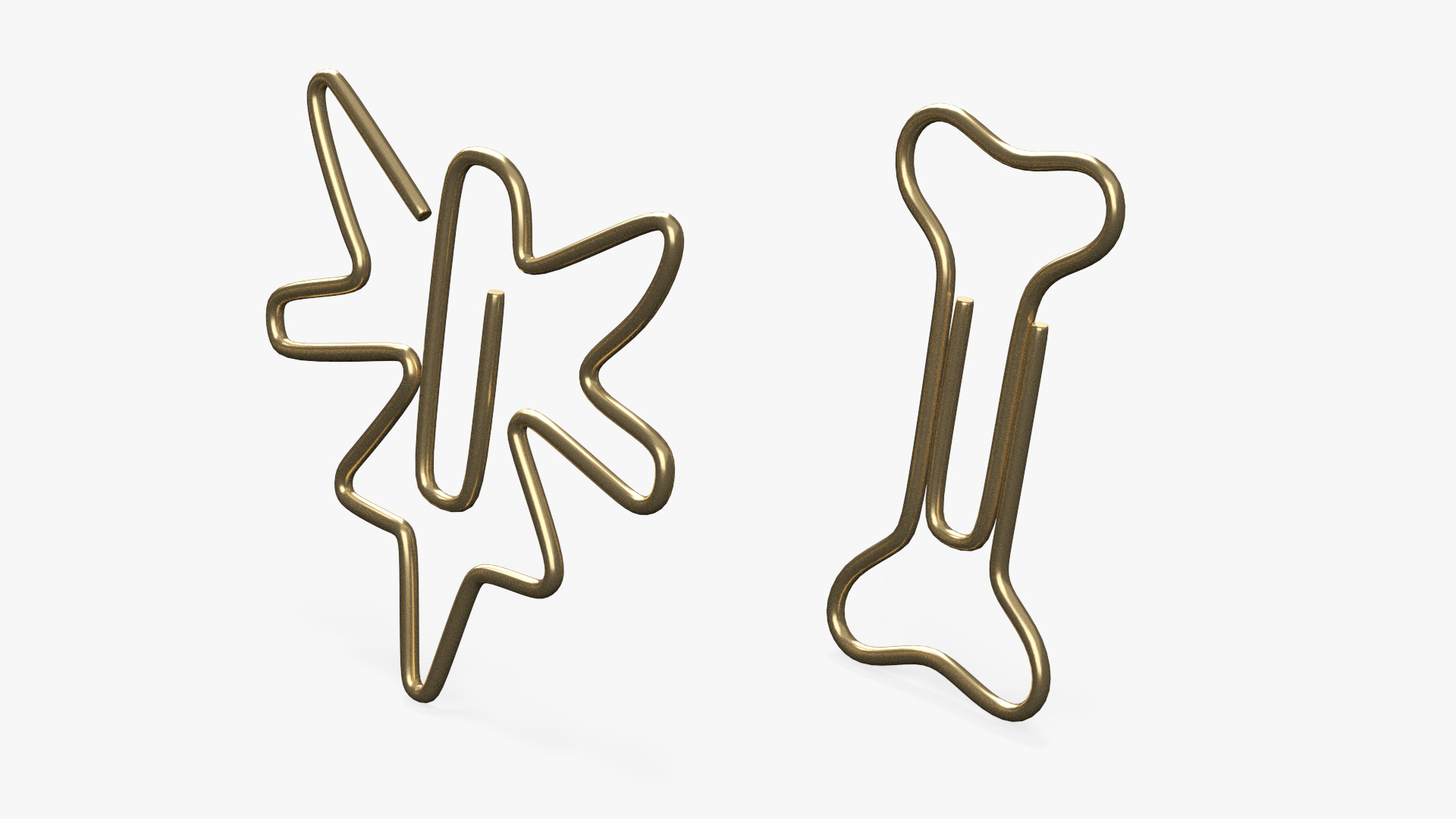 3D Fashion Types of Paper Clips Gold model