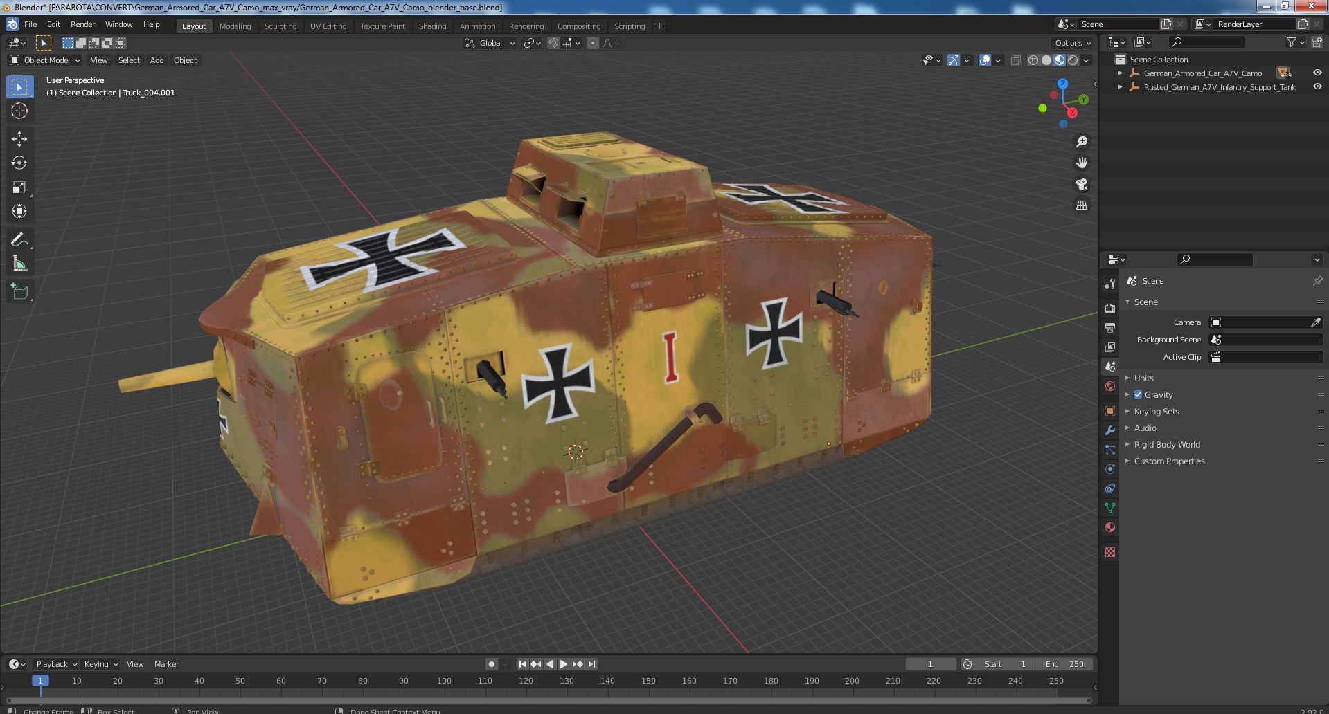 German Armored Car A7V Camo 3D