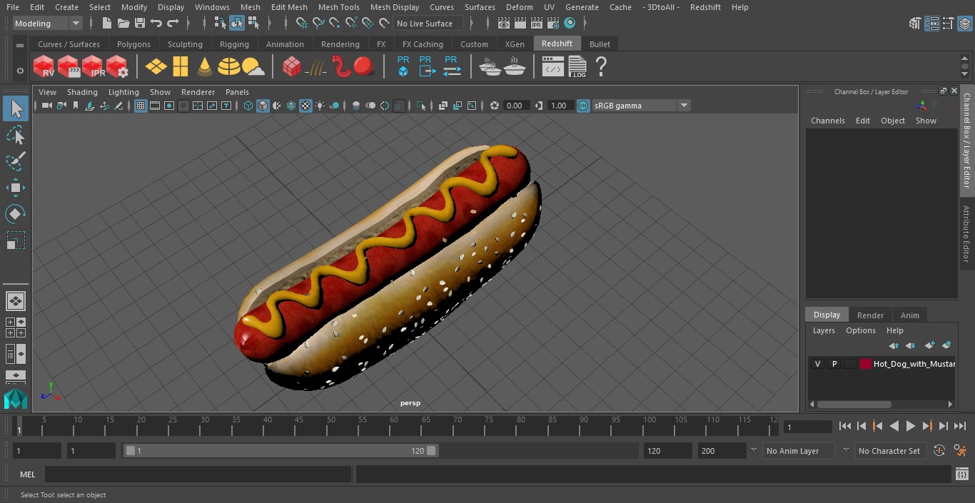 3D model Hot Dog with Mustard