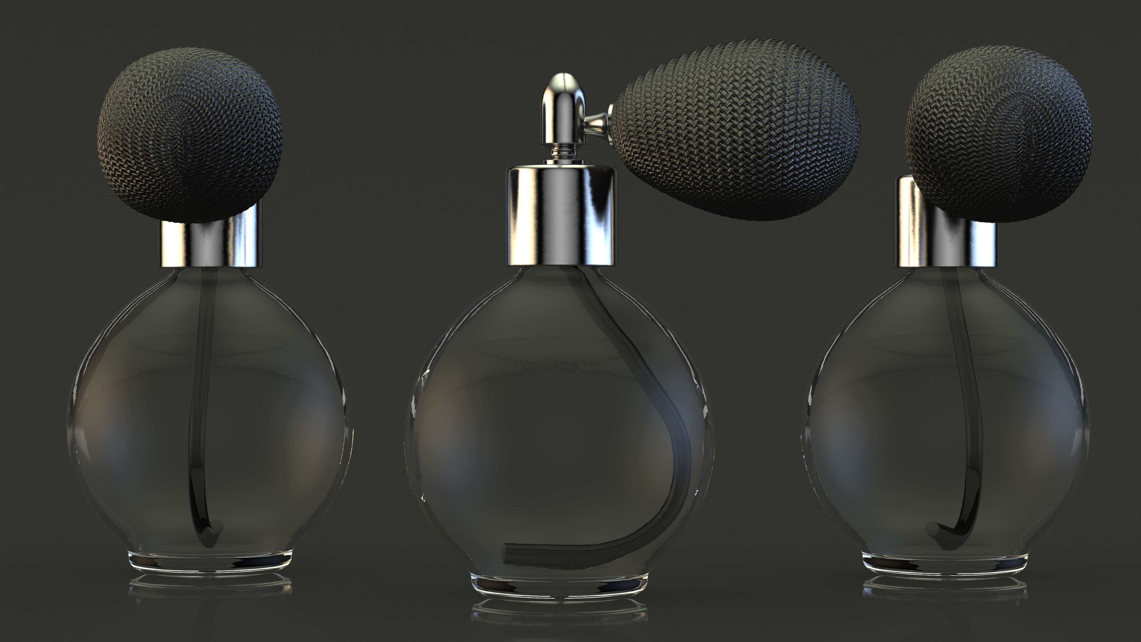 3D Spherical Perfume Bottle with Silver Cap Empty