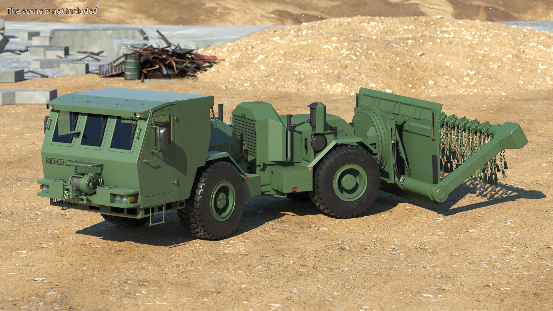3D model Mine Sweeper Vehicle Hydrema 910 Khaki Rigged