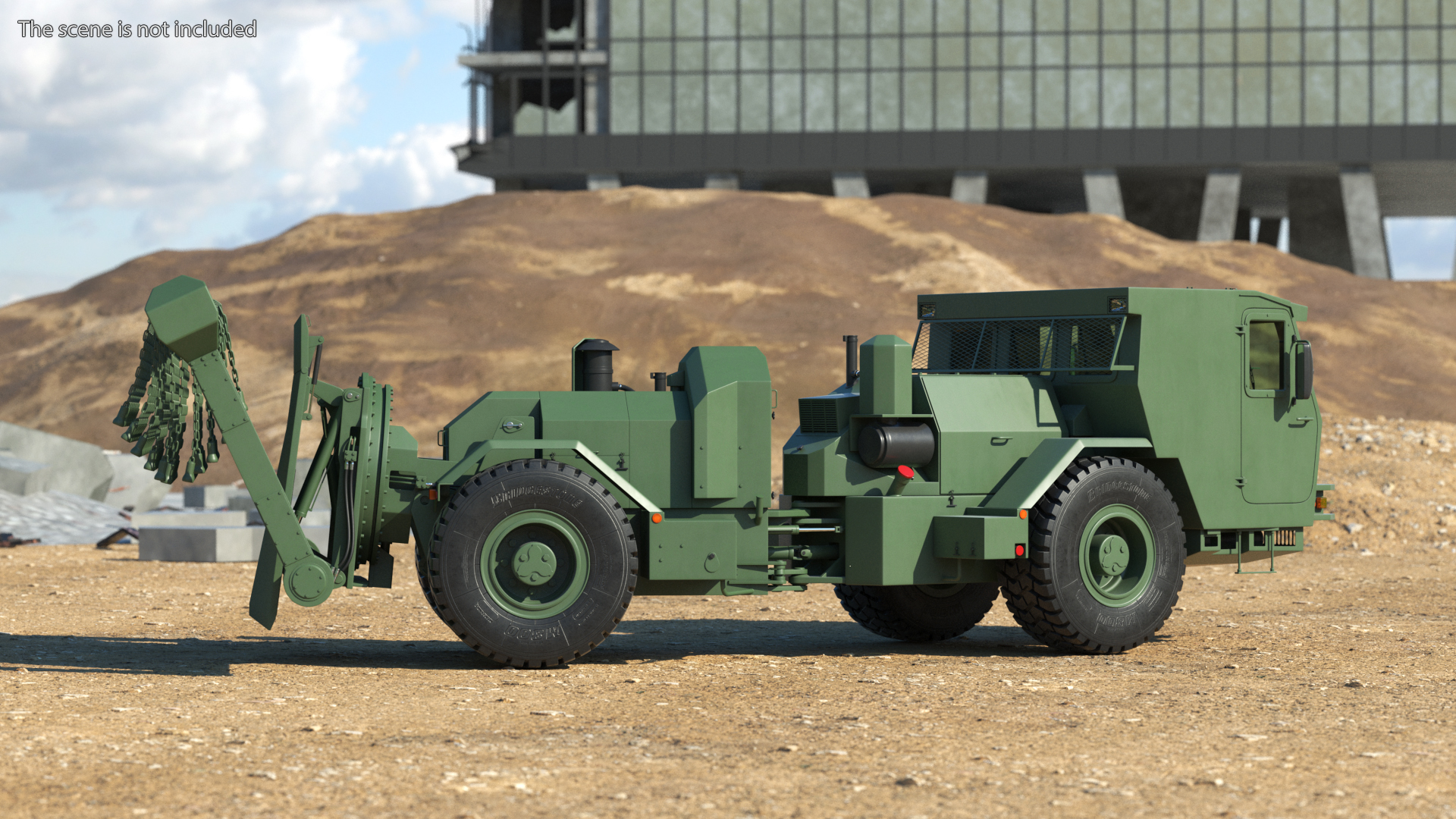 3D model Mine Sweeper Vehicle Hydrema 910 Khaki Rigged