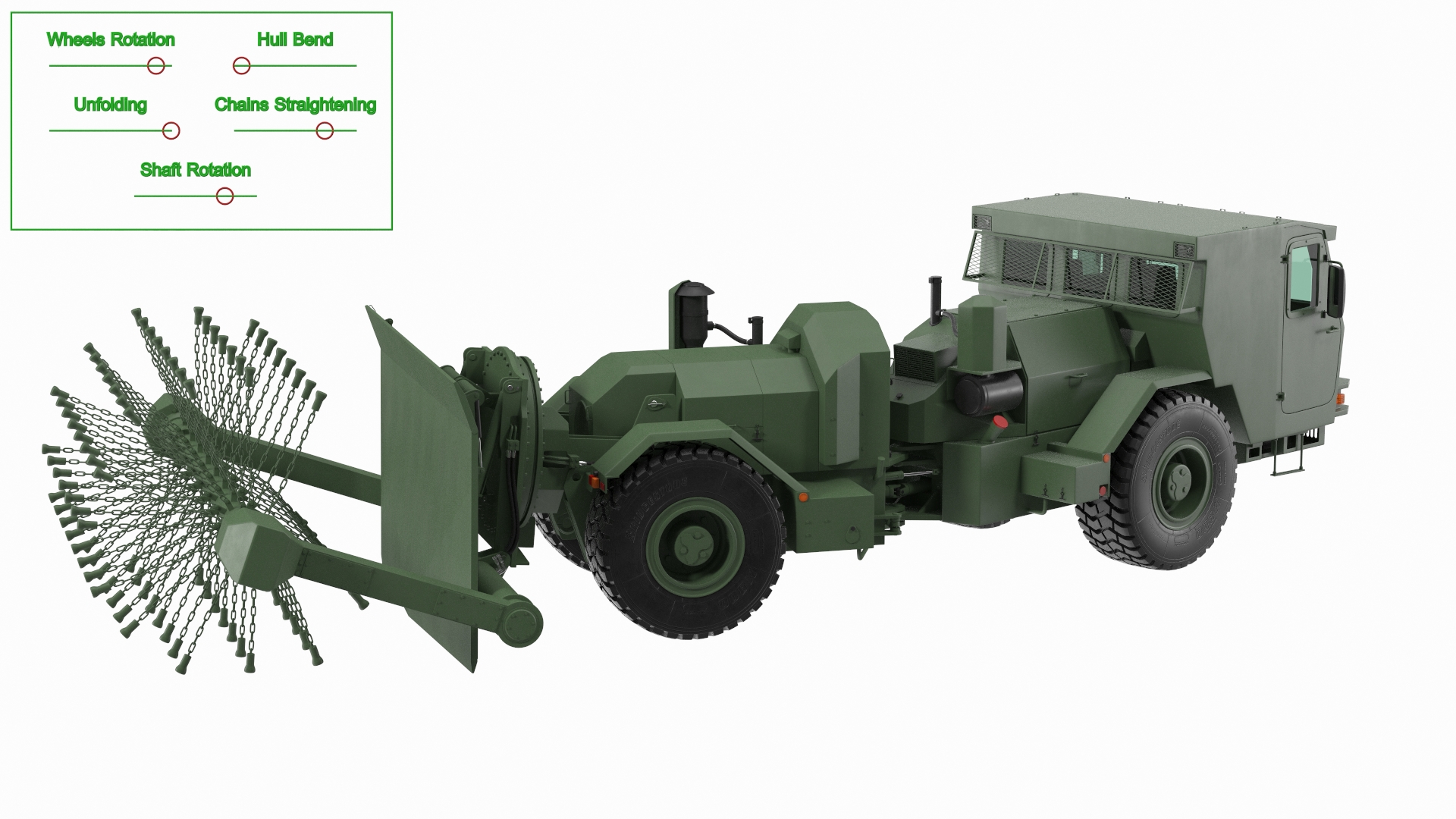 3D model Mine Sweeper Vehicle Hydrema 910 Khaki Rigged