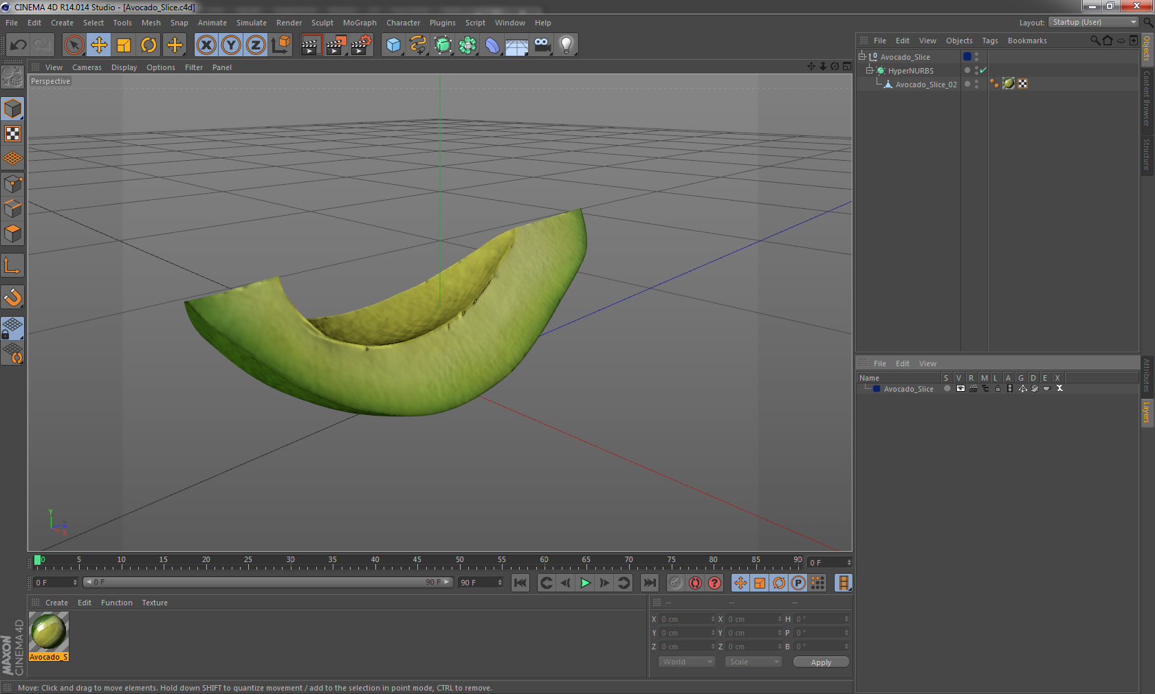 3D Avocado Slice model