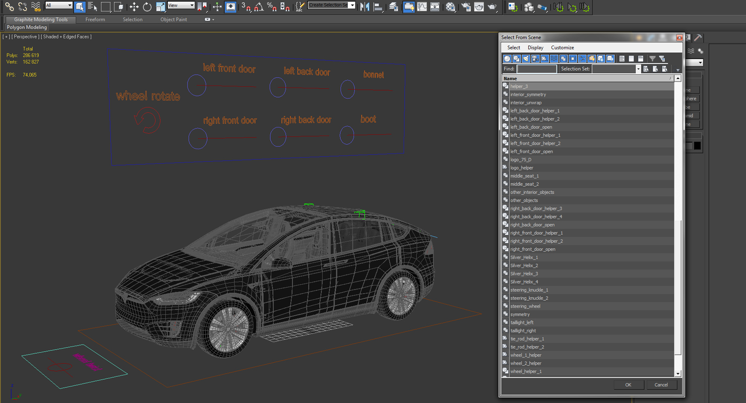 Tesla Model X 75D 2017 Rigged 3D model