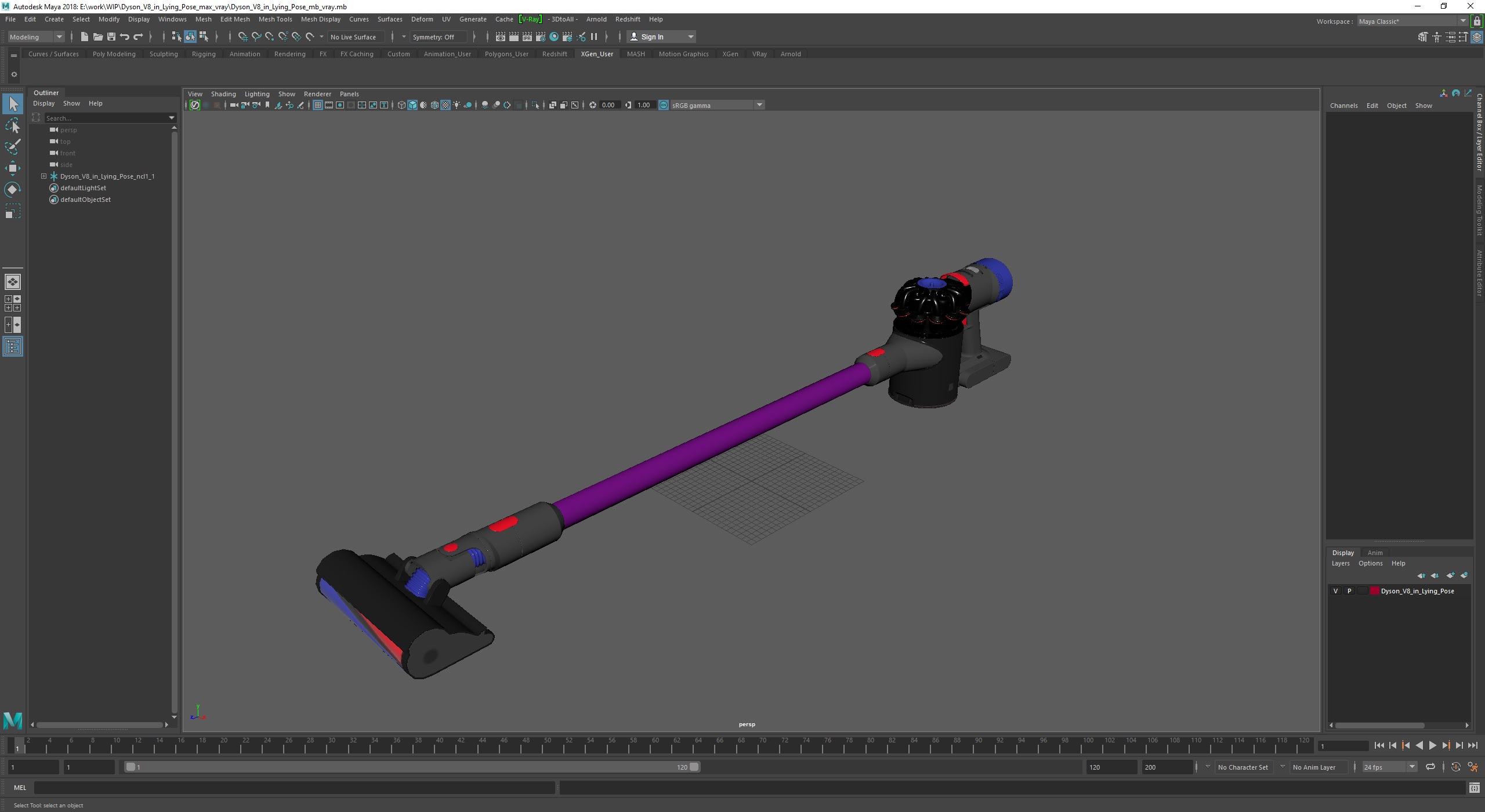Dyson V8 in Lying Pose 3D