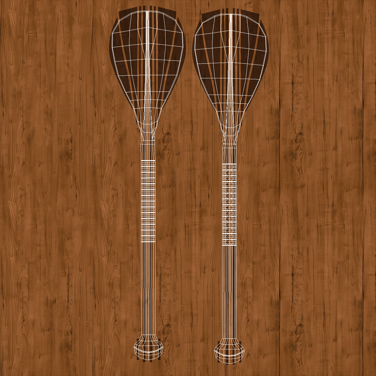 Wood Canoe Paddle with Palm Grip 3D