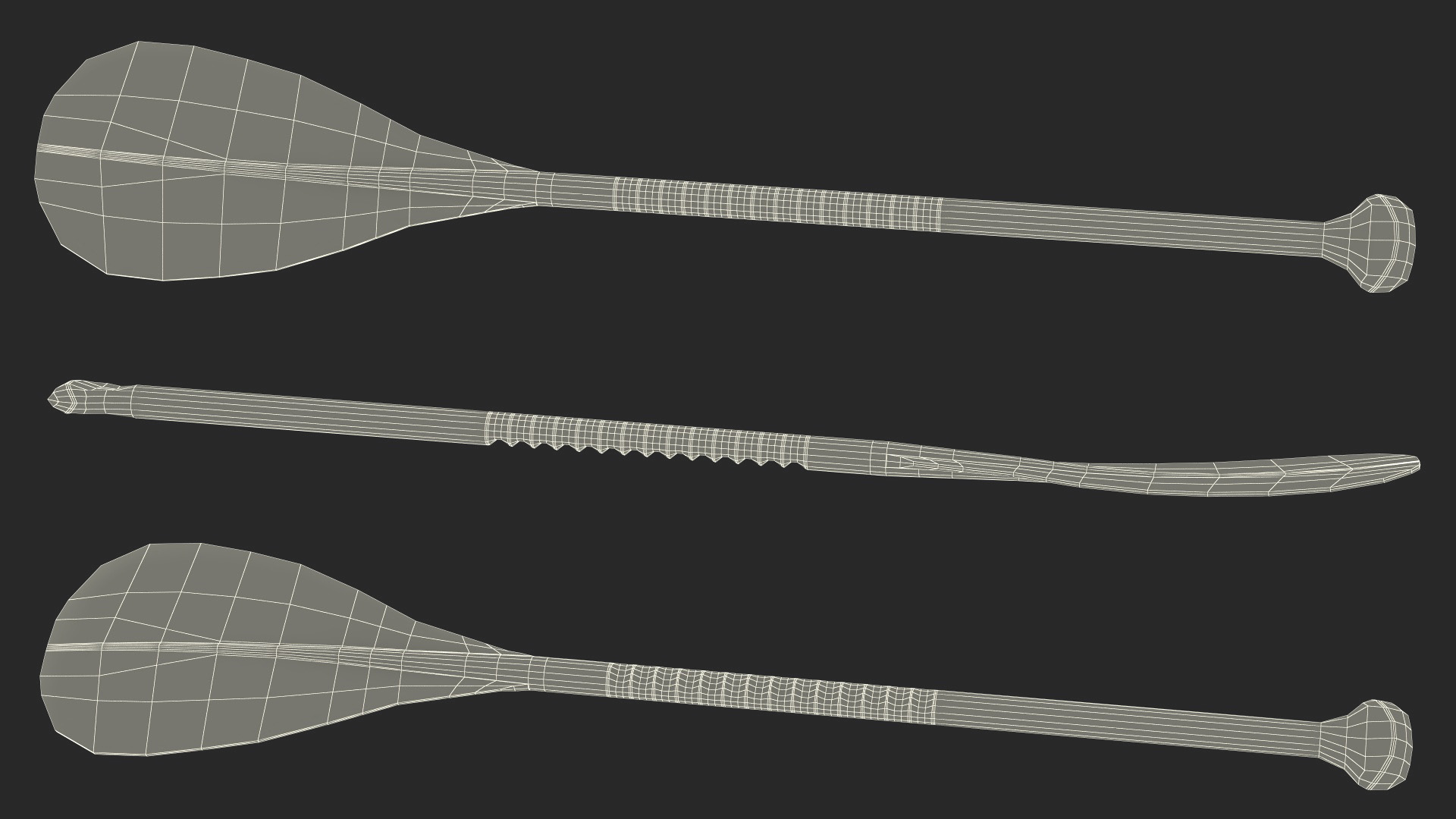 Wood Canoe Paddle with Palm Grip 3D