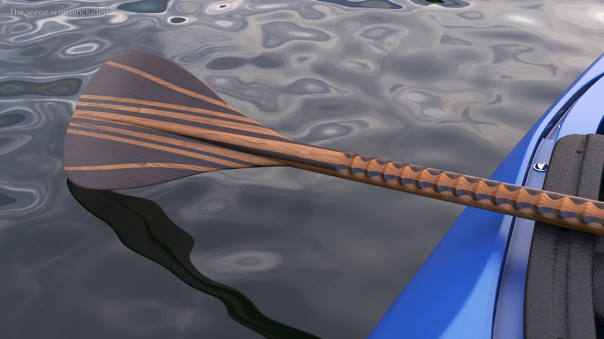Wood Canoe Paddle with Palm Grip 3D